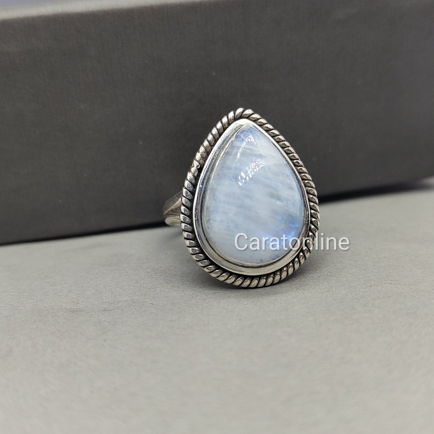 Moonstone Sterling Silver Ring - Hand Crafted Bohemian Ring-Bohemian Ring - Rainbow Moonstone- Boho silver ring , silver Rings -Gift for