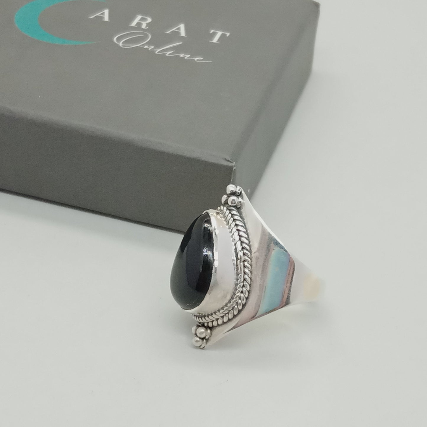 Boho Statement Ring - Black Onyx Stone Sterling Silver Ring - Hand Crafted Bohemian Ring -Bohemian Ring -Black Onyx Ring - Rings - Gift for