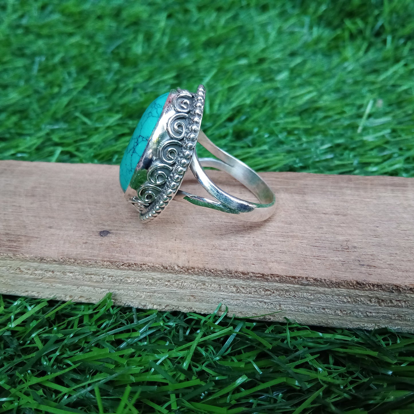 Türkis Boho Sterling Silber Ring - Erhitzter Türkis Edelstein - handgefertigter Boho Ring - Boho Ring - Ringe - Geschenk für Frauen