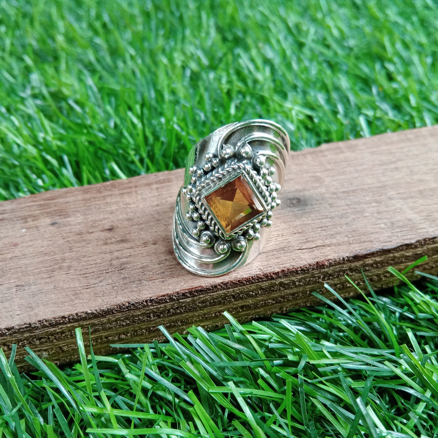 Citrine Boho Ring, Silver Ring, Natural stone Ring, Handmade Ring, Gemstone Ring, Boho Jewelry, Big Boho Ring, jewelry, Gift for women