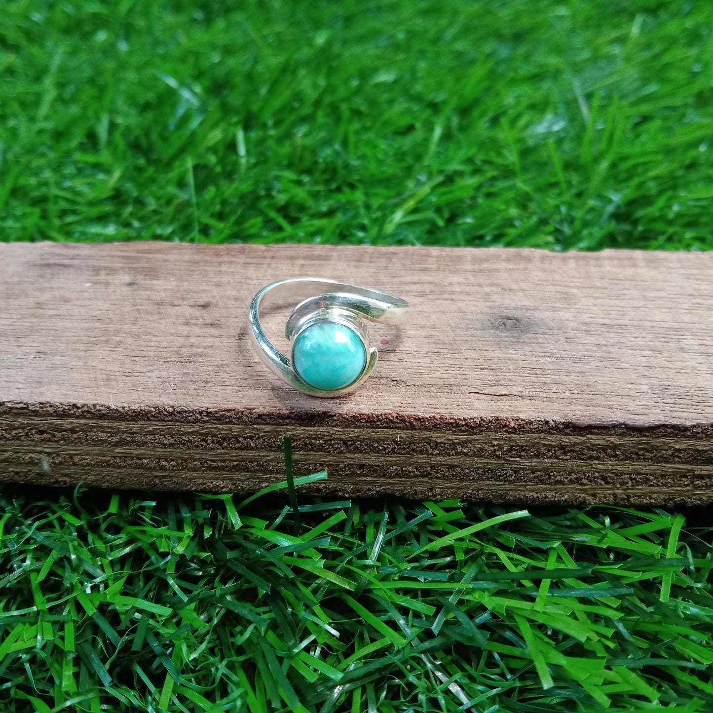 Larimar Natural Gemstone Ring -925 Sterling Silver Ring - Hand Crafted Bohemian Ring- Blue Larimar Ring- Rings - Gifts for her -Gifts