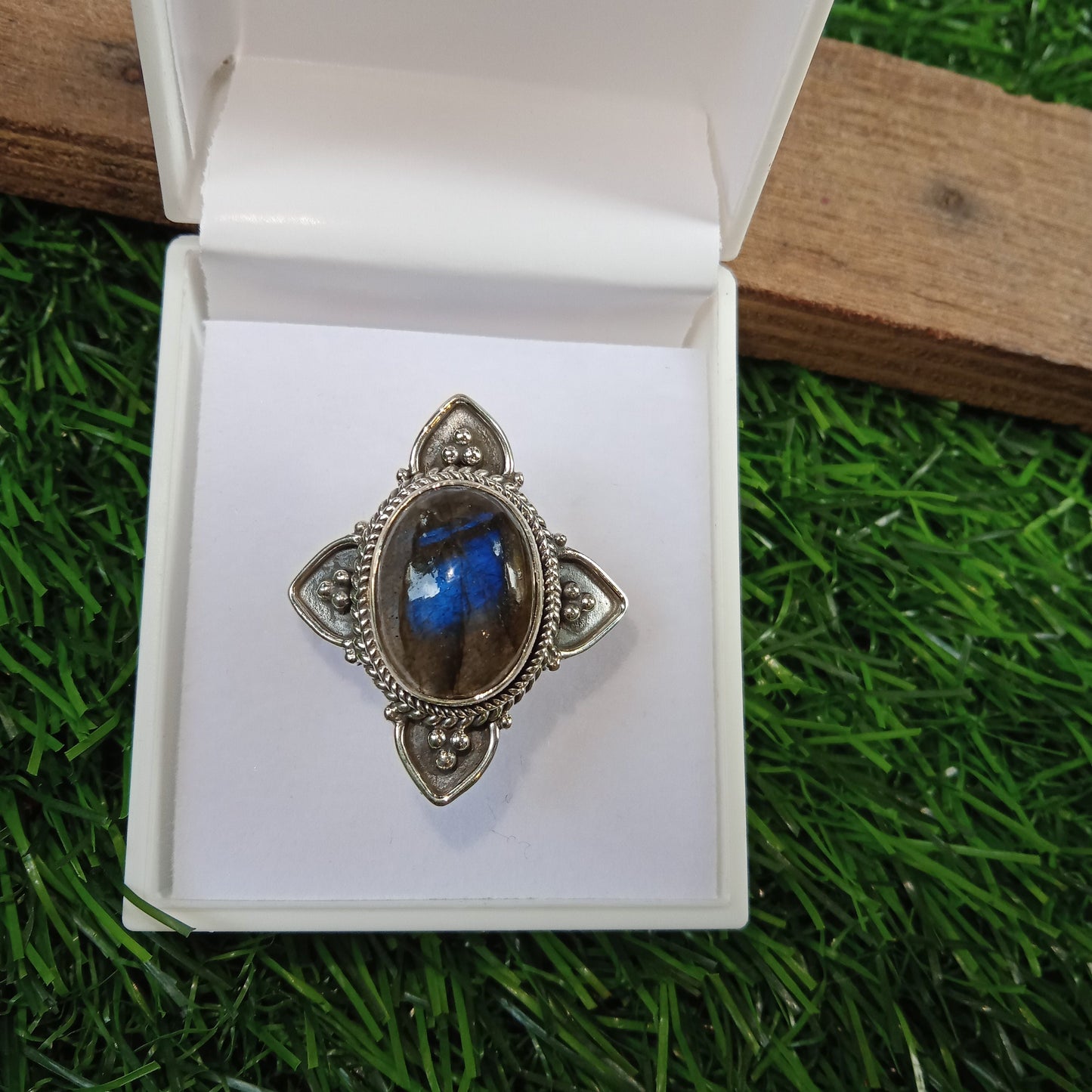 Labradorite Natural Gemstone Ring -925 Sterling Silver Ring - Hand Crafted Bohemian Ring- Blue Labradorite Ring- Rings - Gifts for women
