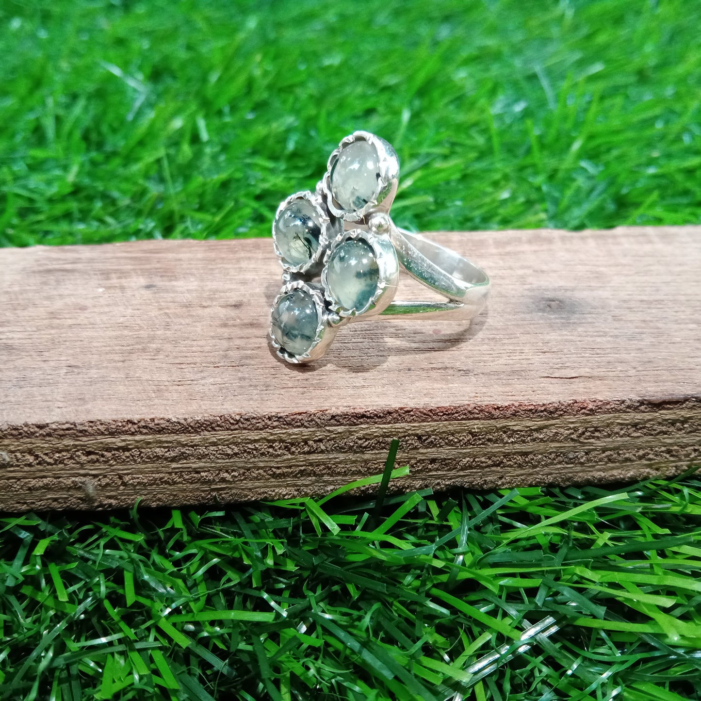 Prehnit Natürlicher Edelstein Ring - 925 Sterling Silber Ring - Handgemachter Boho Ring - Prehnit Ring - Ringe - Geschenke für sie - Statement Ring