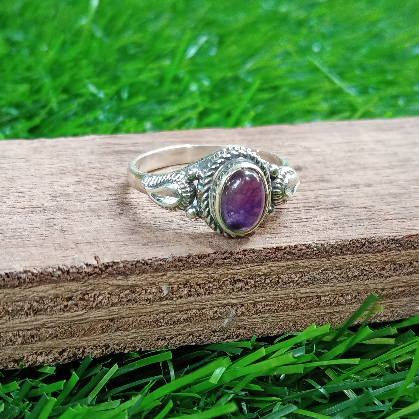 Natural Amethyst 925 Sterling Silver Boho Ring - Boho Statement Ring -Hand Crafted Bohemian Ring-Amethyst Stone-Gift for Women-Free shipping