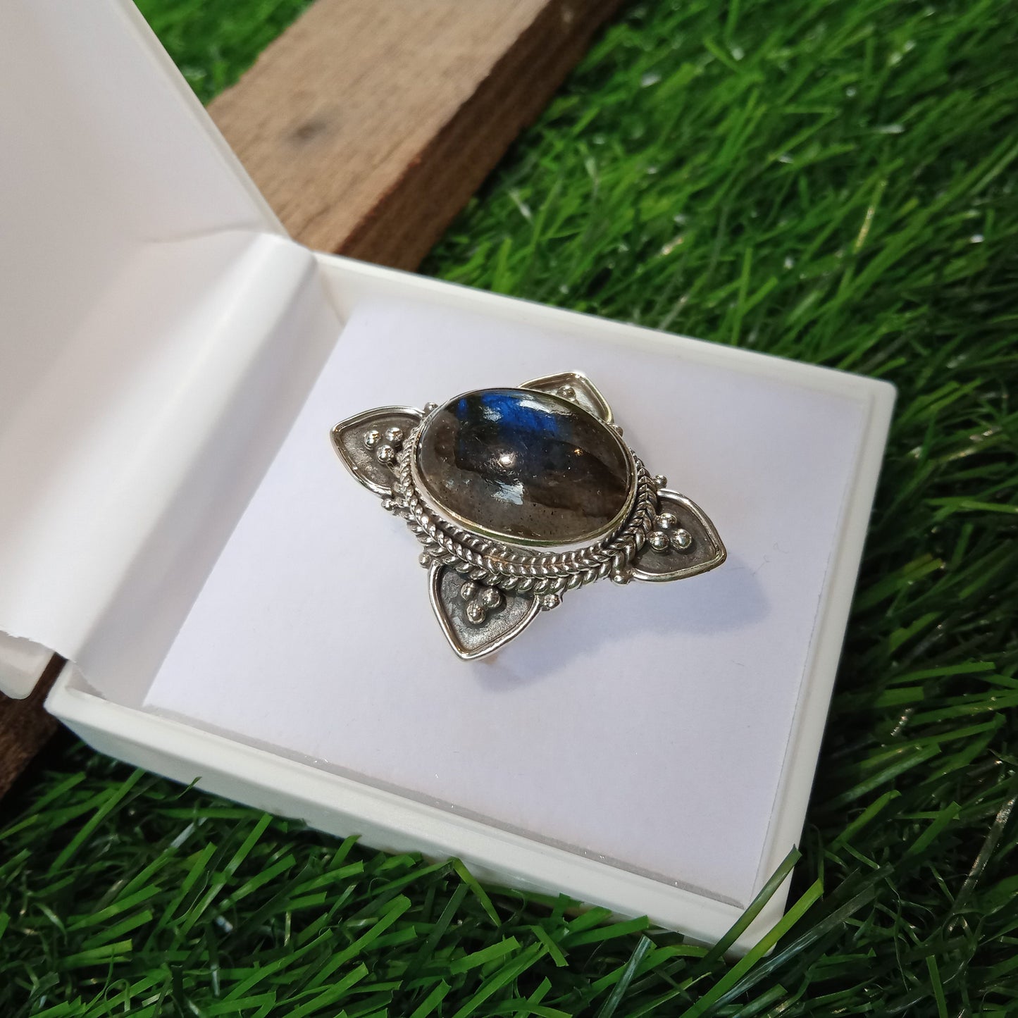 Labradorite Natural Gemstone Ring -925 Sterling Silver Ring - Hand Crafted Bohemian Ring- Blue Labradorite Ring- Rings - Gifts for women