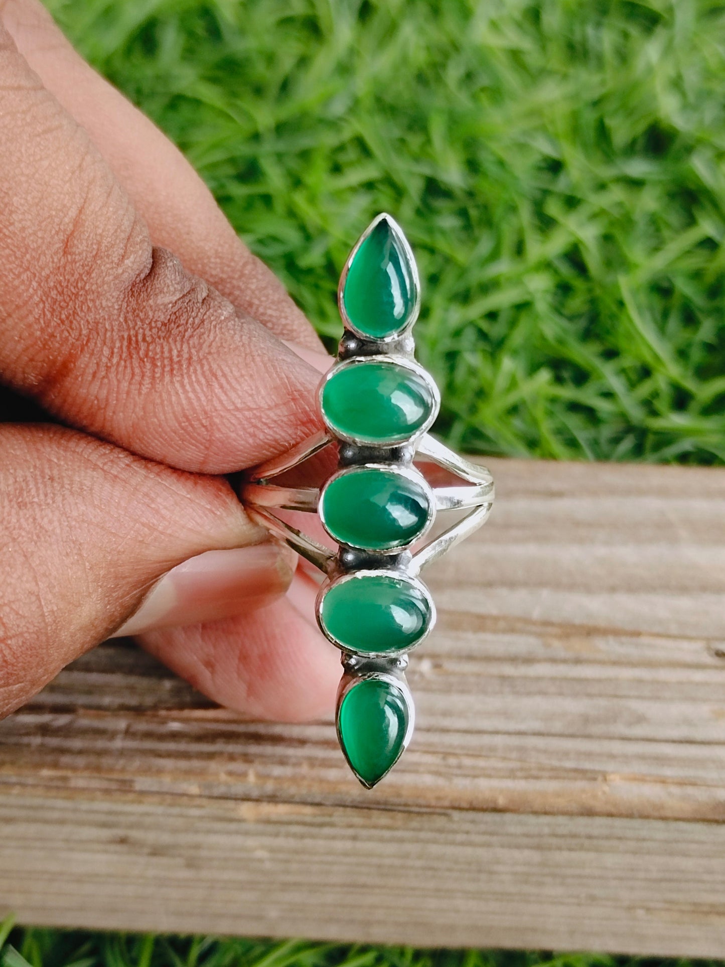 Green Onyx Gemstone 925 Sterling silver ring , Handmade silver ring , 925 sterling silver ring, hand crafted silver ring, middle finger ring