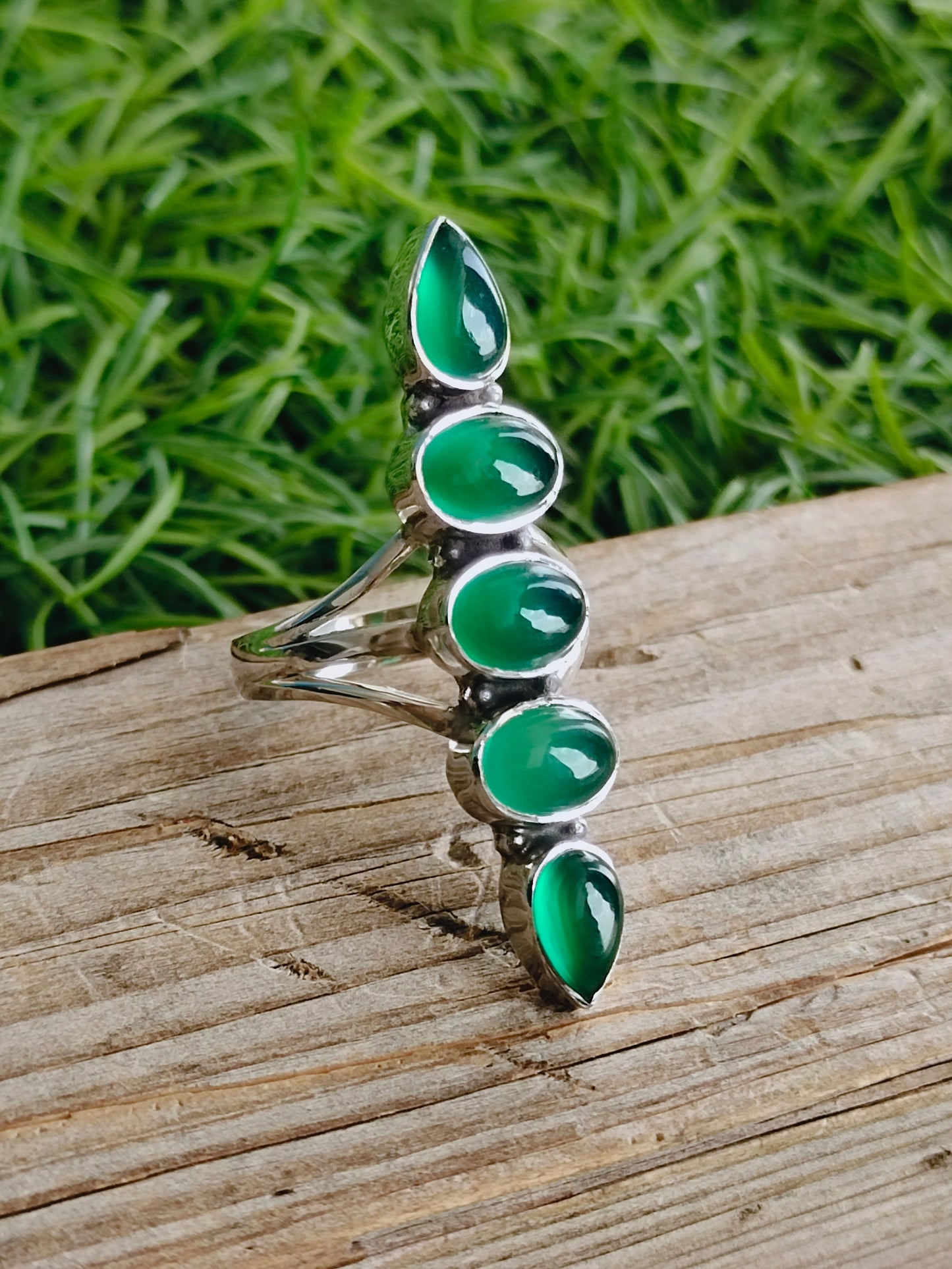 Green Onyx Gemstone 925 Sterling silver ring , Handmade silver ring , 925 sterling silver ring, hand crafted silver ring, middle finger ring