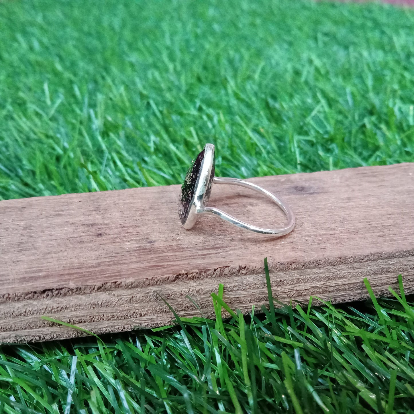 Black Rutile gemstone 925 Sterling silver Boho Statement Ring- Hydro Black Rutile Stone- Sterling Silver Ring - Silver Ring- Gift For Women