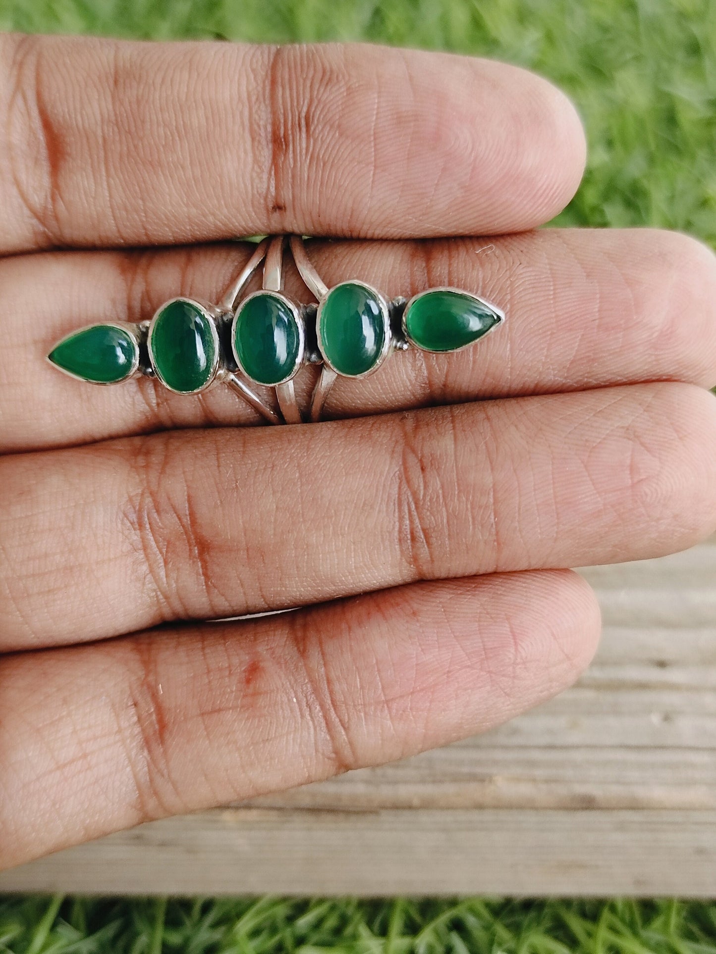 Green Onyx Gemstone 925 Sterling silver ring , Handmade silver ring , 925 sterling silver ring, hand crafted silver ring, middle finger ring