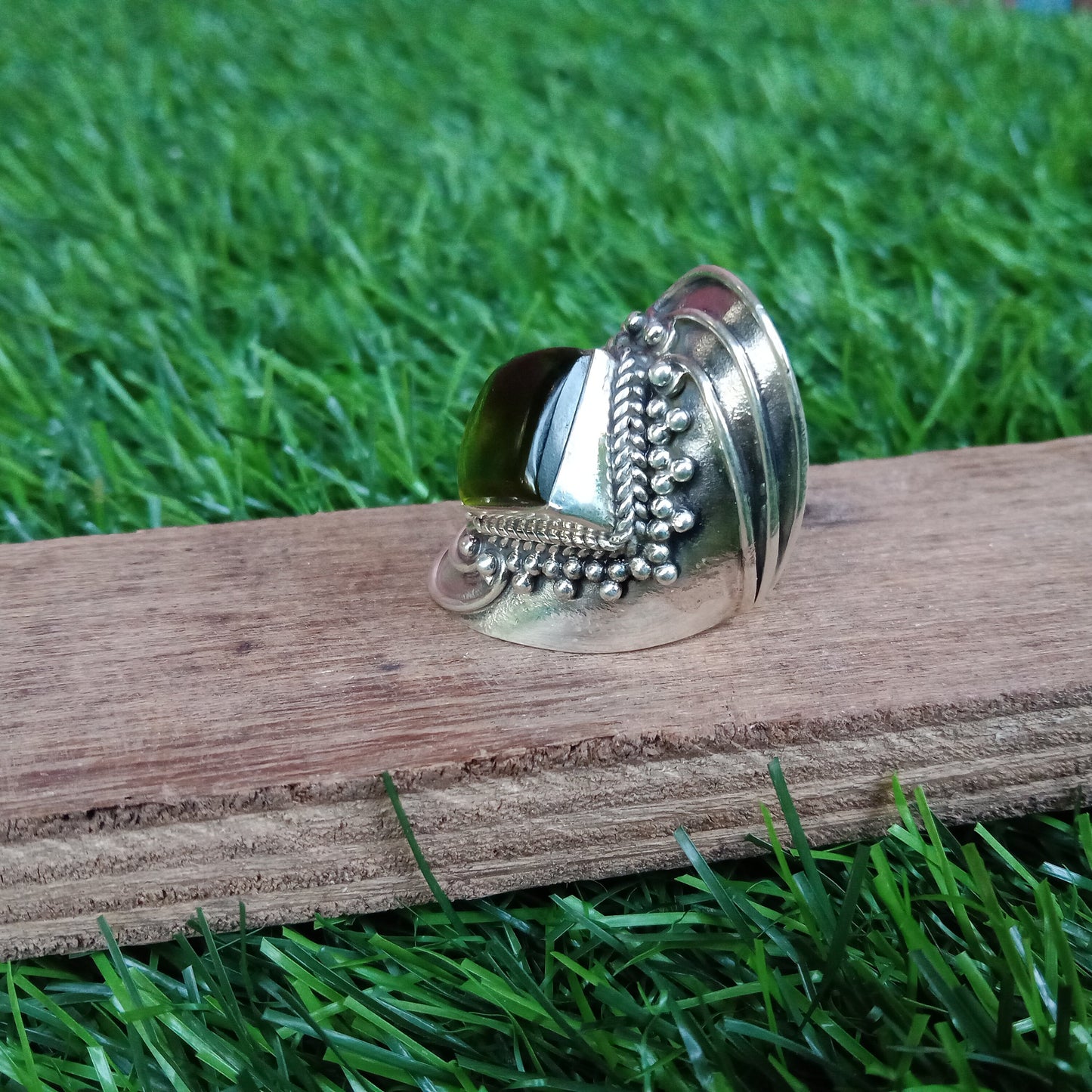 Peridot Glasstein 925 Sterling Silber Ring, Glasstein Ring, Boho Ring, Silber Ring, zierlicher Ring, Großer Ring, Geschenk für Frauen