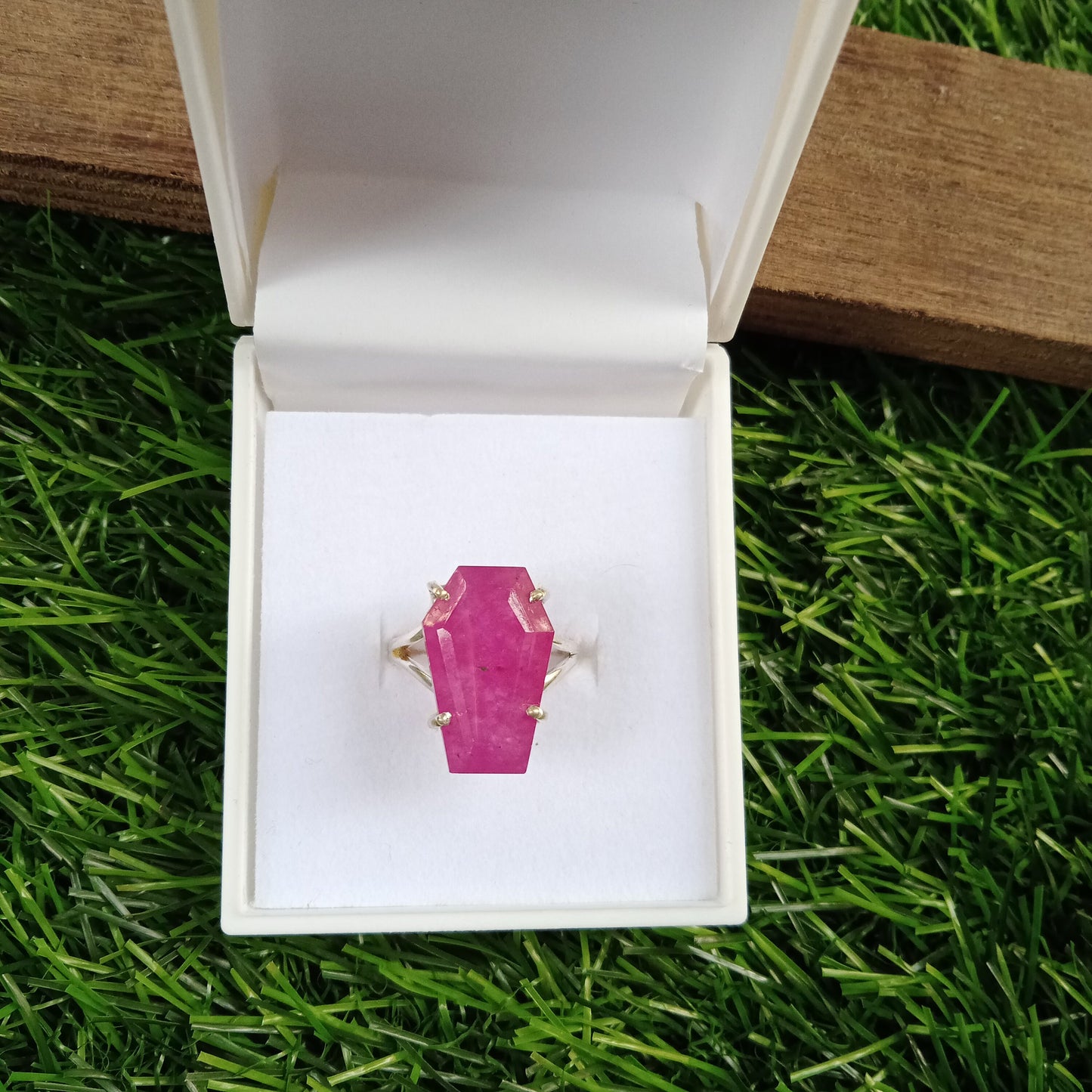 Boho Statement Ring - Pink Jade Sterling Silver Ring - Hand Crafted Bohemian Ring-Bohemian Ring - Pink Jade - Rings -Gift for women