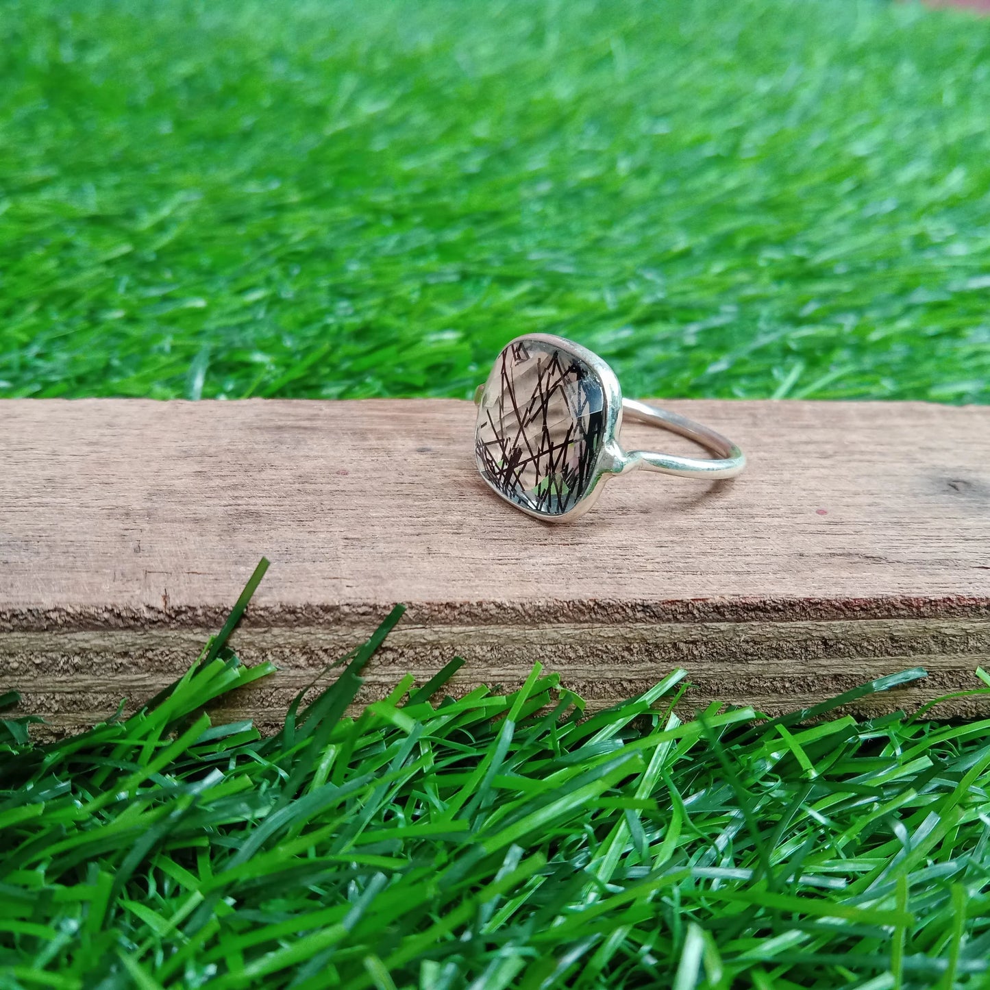 Boho Statement Ring - Yellow Calci Sterling Silver Ring - Hand Crafted Bohemian Ring-Bohemian Ring - Yellow Calci Rings -Gift for her Gifts