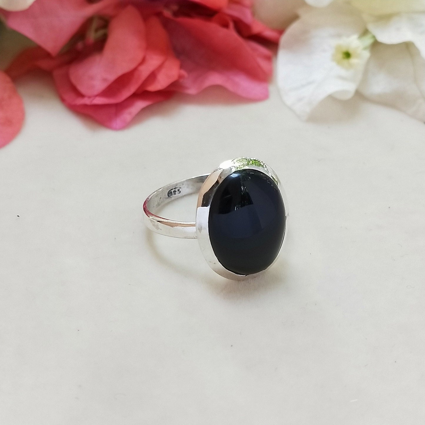 Boho Statement Ring - Black Onyx Stone Sterling Silver Ring- Hand Crafted Bohemian Ring -Bohemian Ring -Black Onyx Ring -Rings- Gift for her