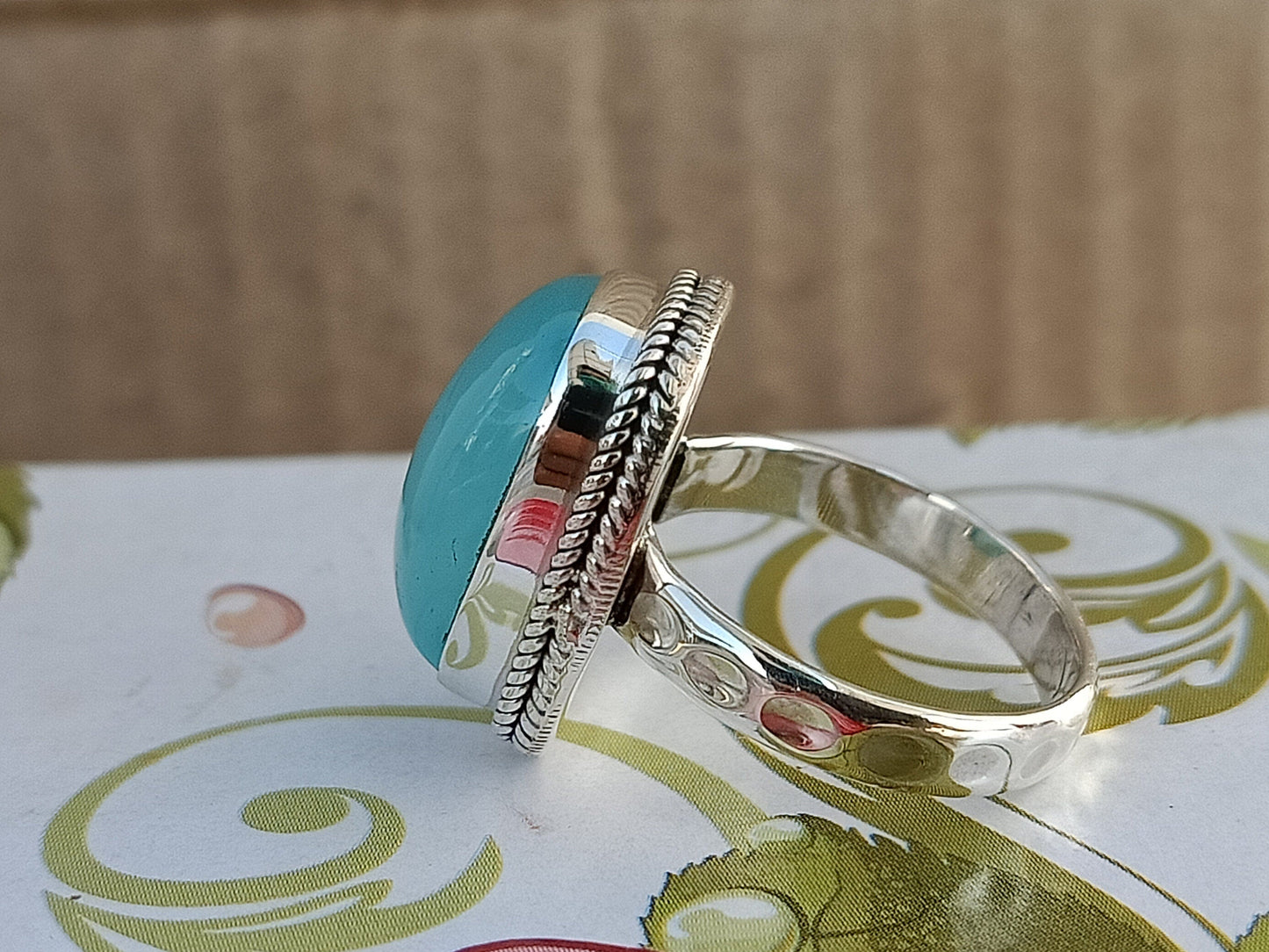 Blue Calci Boho Ring -925 Sterling Silver Ring - Hand Crafted Bohemian Ring- Labradorite Ring- Rings -Gifts for her-Gifts -Wedding Gifts