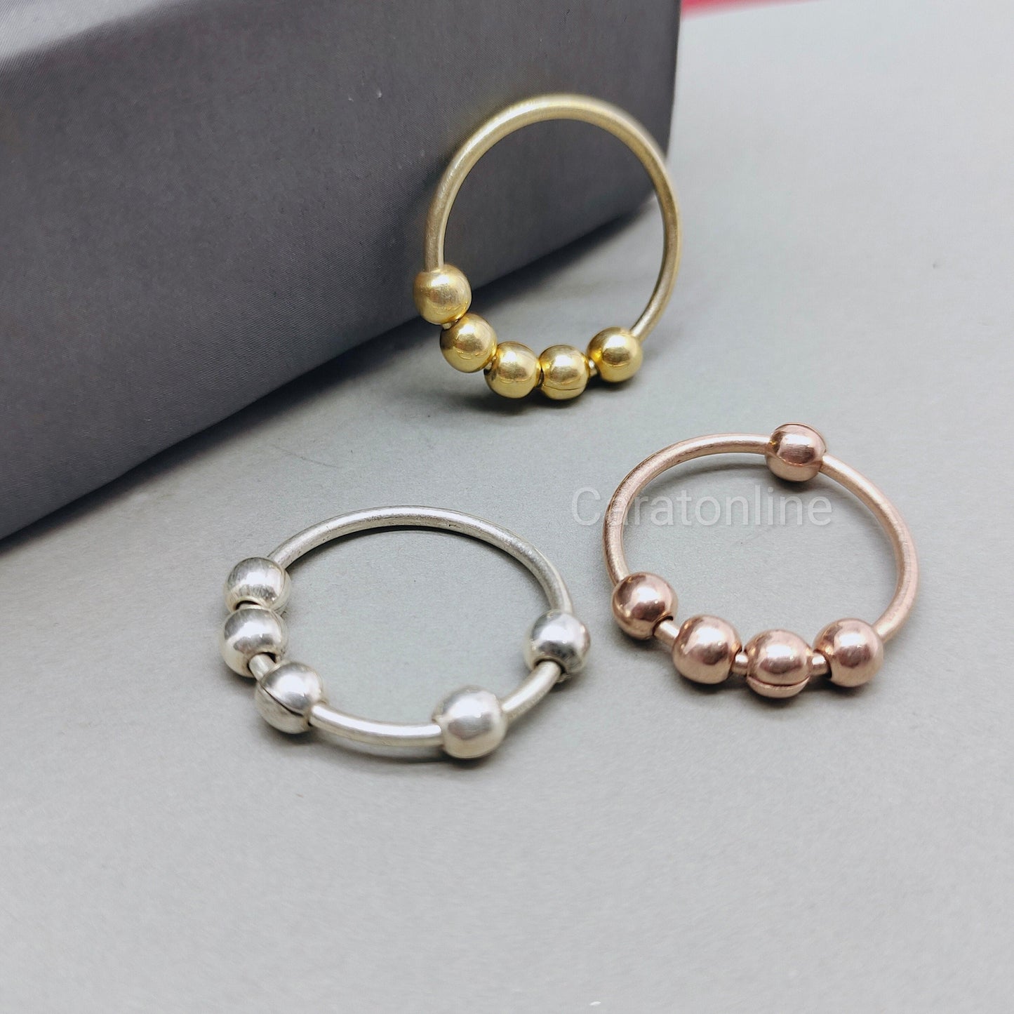 fidget ring, Anti Anxiety rings, 925 sterling silver ring, dainty rings, stackable rings, Meditation Ring, Bead Ring
