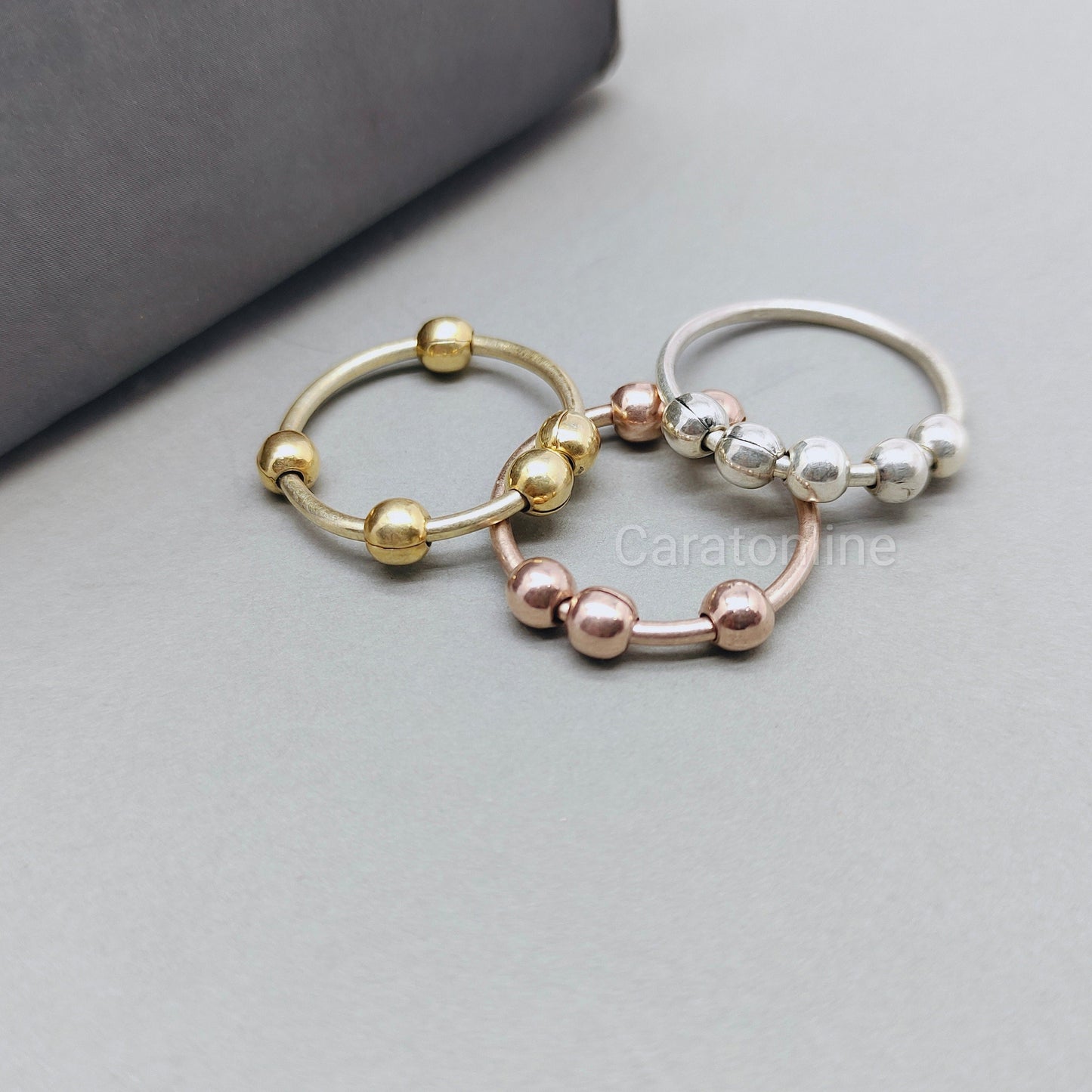 fidget ring, Anti Anxiety rings, 925 sterling silver ring, dainty rings, stackable rings, Meditation Ring, Bead Ring