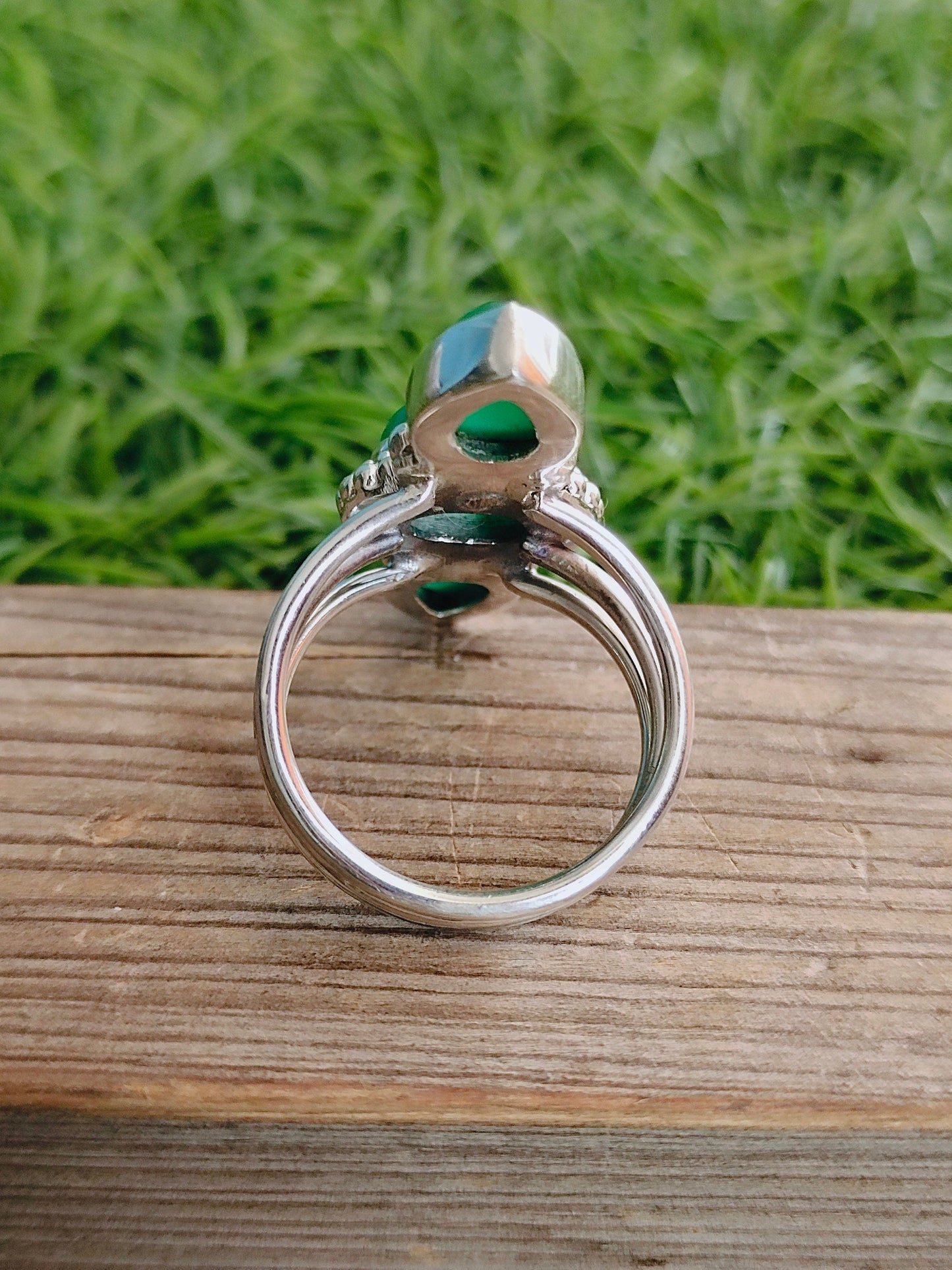 Green Onyx Boho Ring, 925 Sterling Silver Ring Green Onyx 3 stone ring , big size ring , Green stone ring , jewelry silver ring, boho rings