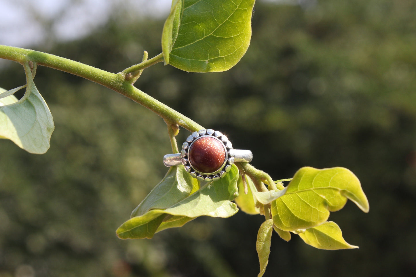 Boho Statement Ring - Sun Stone Sterling Silver Ring - Hand Crafted Bohemian Ring -Bohemian Ring - Sun Stone Ring - Rings - Gift for