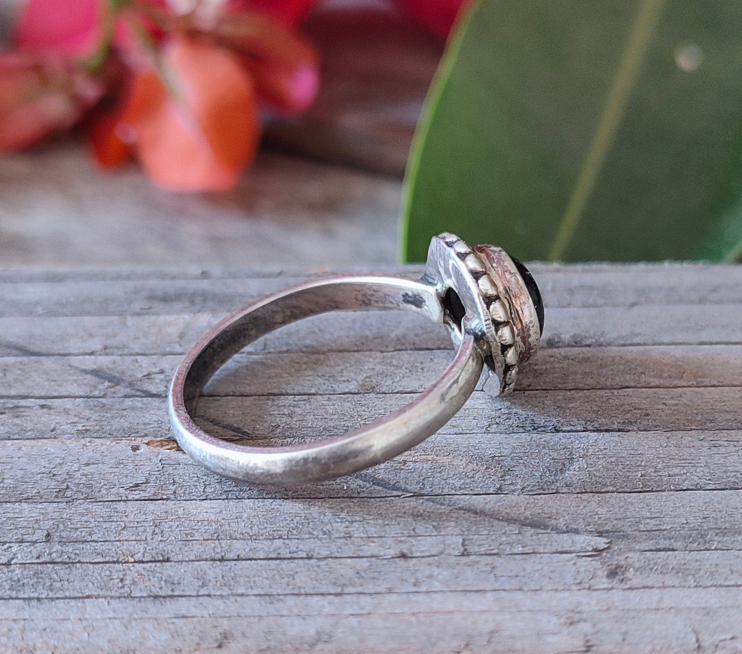 Boho Statement Ring -Blue Gold Stone Sterling Silver Ring - Hand Crafted Bohemian Ring -Bohemian Ring -Blue Gold Stone Ring-Rings - Gift for