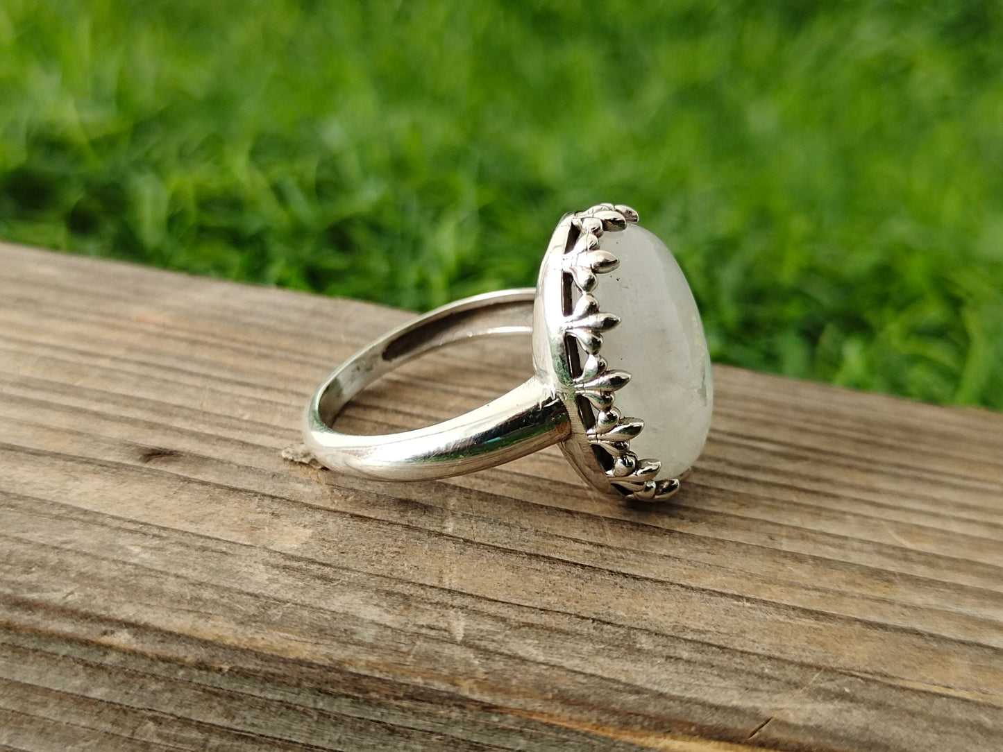 Moonstone Boho Ring - Rainbow Moonstone Sterling Silver Ring - Hand Crafted Bohemian Ring - Rainbow Moonstone- free shipping ring - Gifts