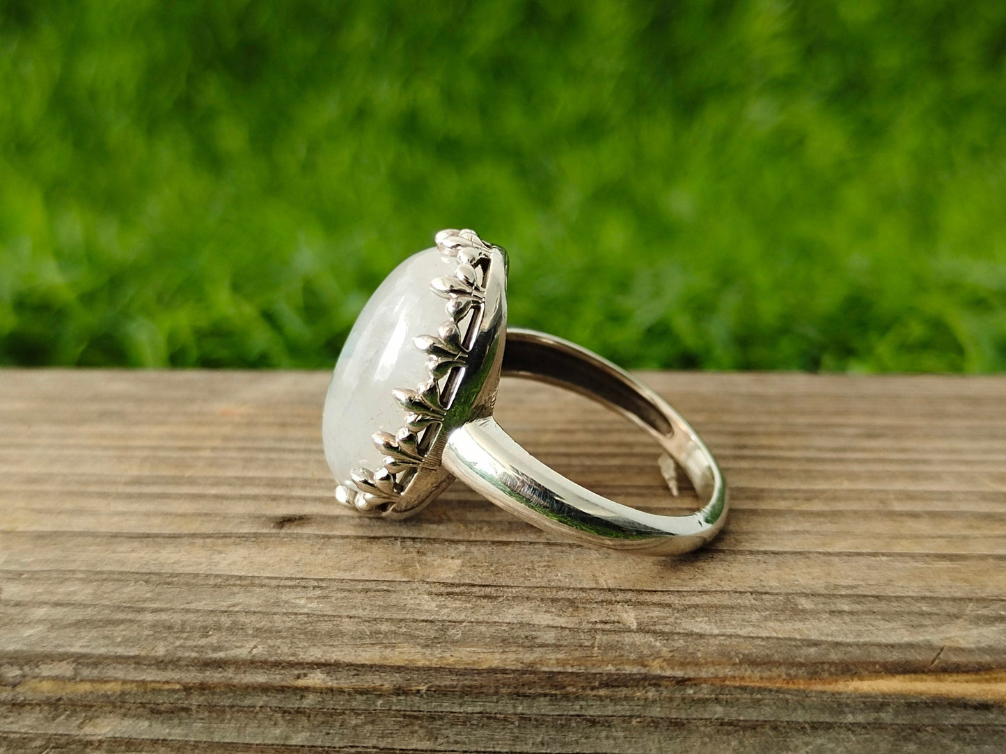 Moonstone Boho Ring - Rainbow Moonstone Sterling Silver Ring - Hand Crafted Bohemian Ring - Rainbow Moonstone- free shipping ring - Gifts