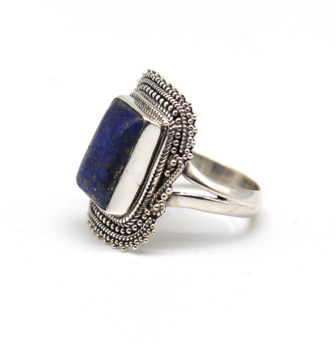 Boho Statement Ring - Lapis Lazuli Sterling Silver Ring - Hand Crafted Bohemian Ring - Bohemian Ring - Lapis Lazuli Ring - Rings - Gift for