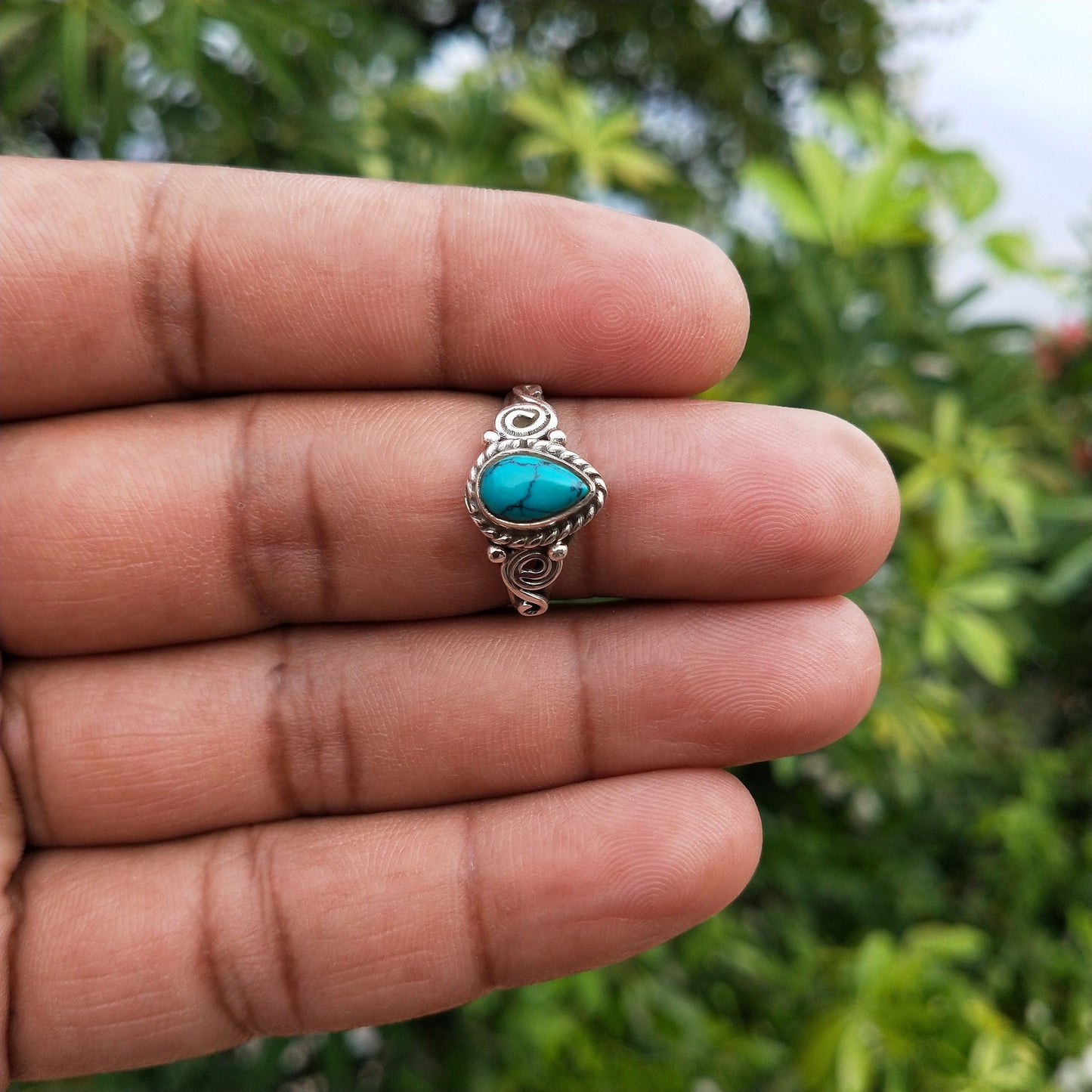 Türkis Edelstein Boho Ring - 925 Sterling Silber Ring - Türkis Boho Ring - Boho Ring - Türkis Ring - Ringe - Geschenk für -Ring