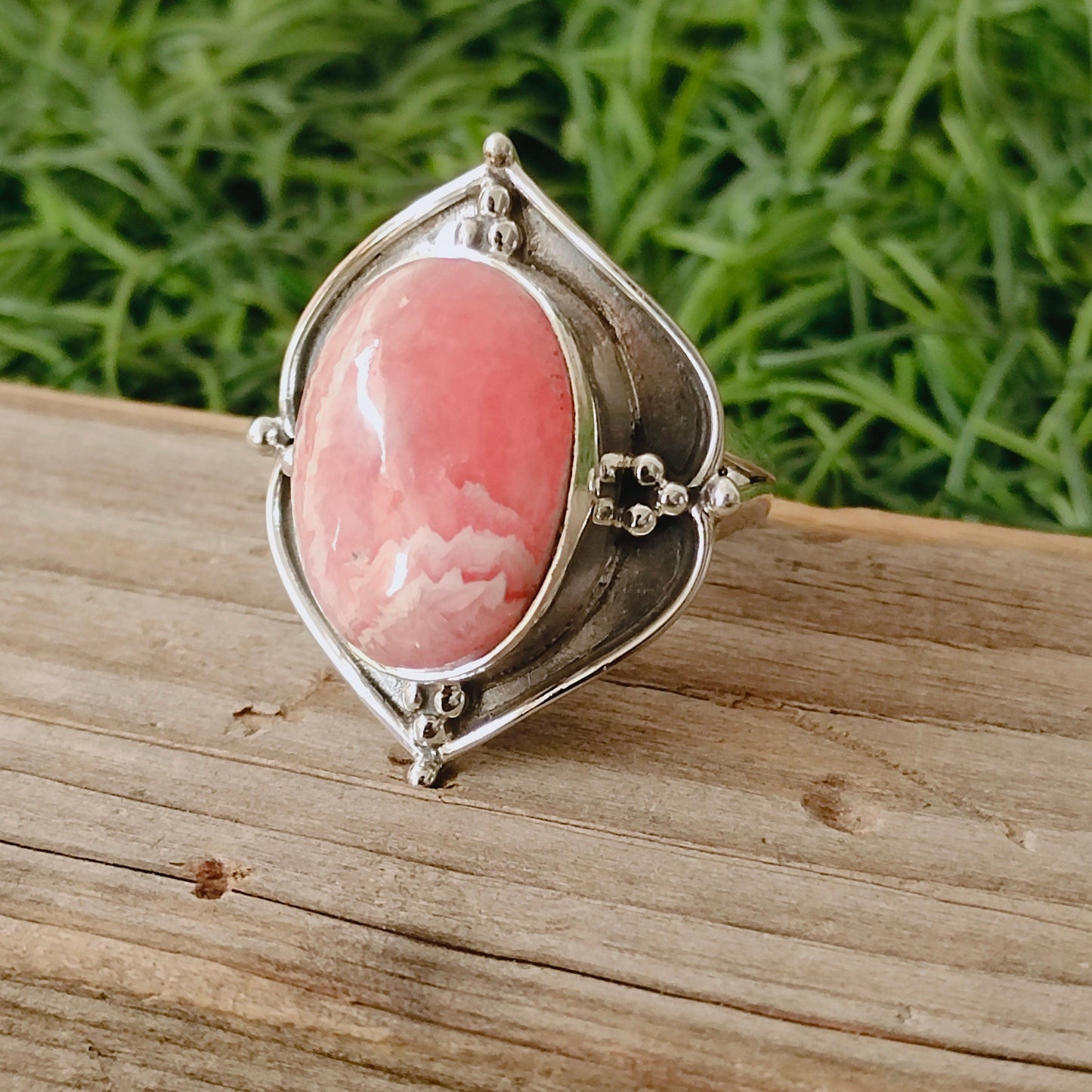 Rhodocrhosite Sterling Silber Ring, Rosa Edelstein Silber Ring, 925 Silber Edelstein Ring, Boho Ehering, Silber Ringe, handgemachte Ring