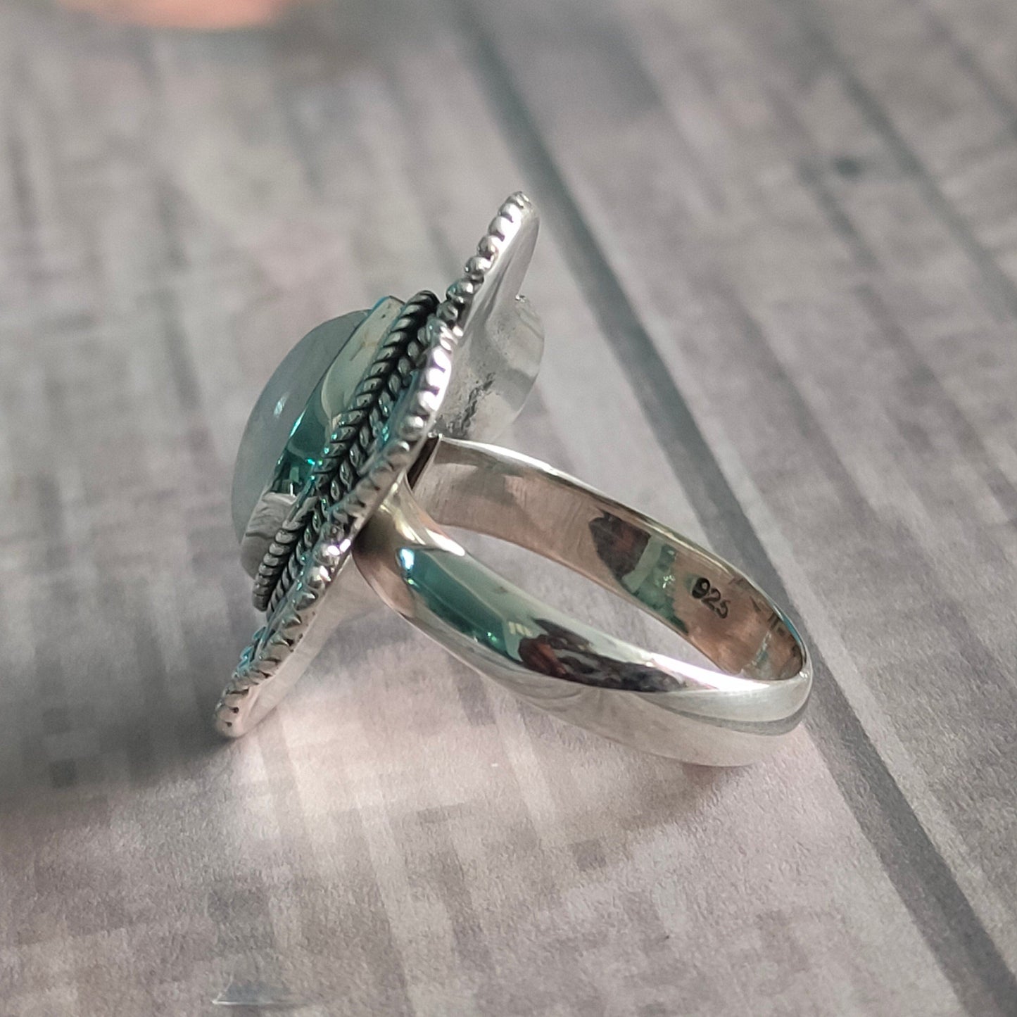 Boho Ring - Rainbow Moonstone Sterling Silver Ring - Hand Crafted Bohemian Ring-Bohemian Ring -Rainbow Moonstone -Rings -Gift for her Gifts