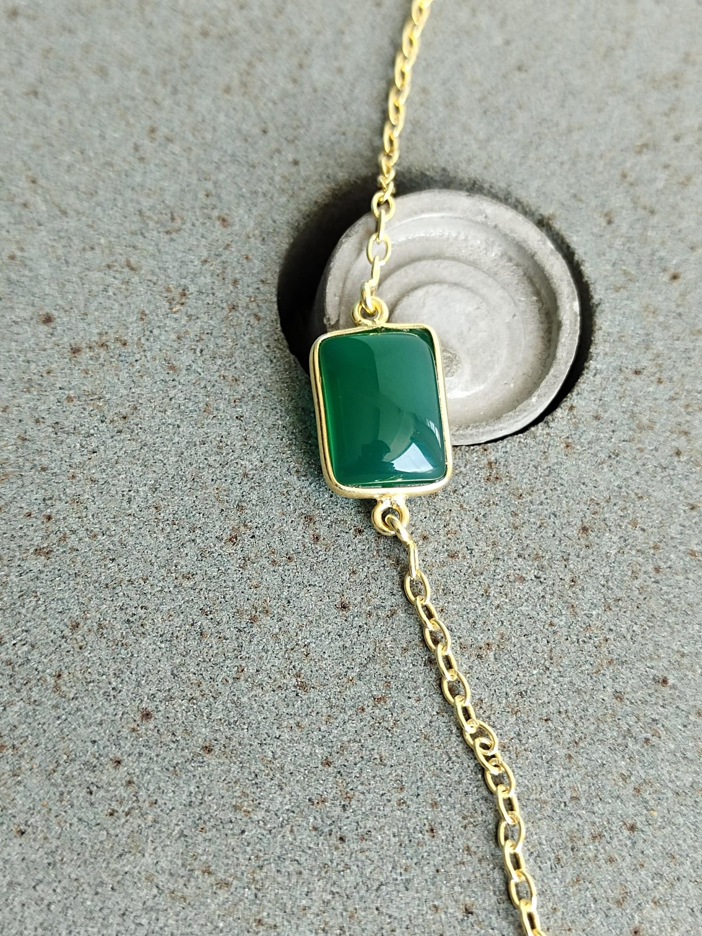 Green Onyx Gemstone bracelet-Silver Beaded Bracelet -925 Silver Bracelet-Gold Plated Bracelet for Women Bracelets- Silver- Green Onyx