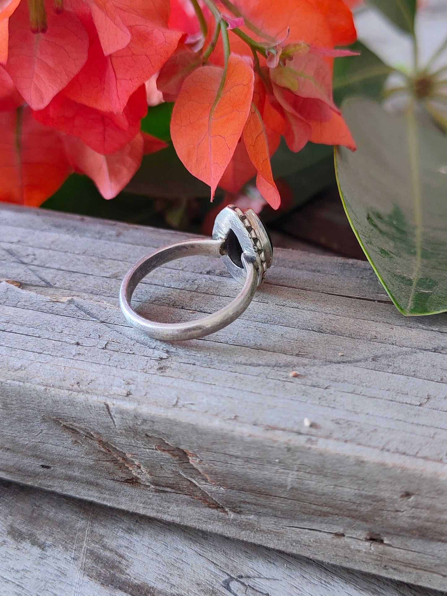 Boho Statement Ring -Blue Gold Stone Sterling Silver Ring - Hand Crafted Bohemian Ring -Bohemian Ring -Blue Gold Stone Ring-Rings - Gift for