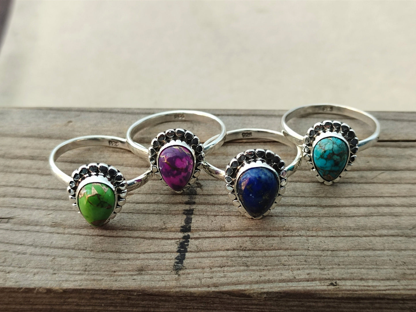 Copper Turquoise Gemstone Boho Ring - 925 Sterling Silver Ring - Copper Turquoise Bohemian Ring - Bohemian Ring - Turquoise ring- Rings