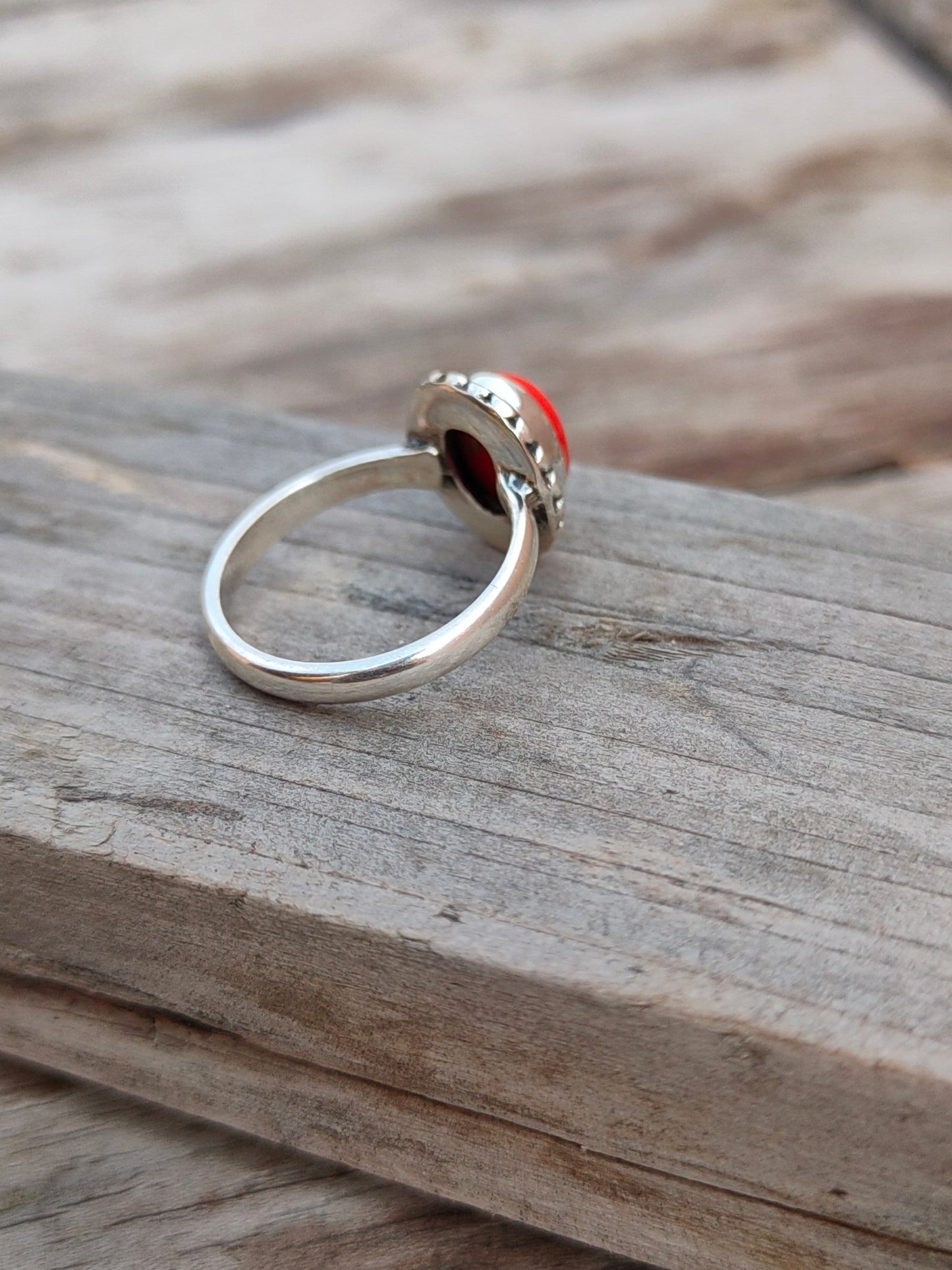 Boho Statement Ring - Coral Sterling Silver Ring - Hand Crafted Bohemian Ring-Bohemian Ring -Coral Rings -Gift for