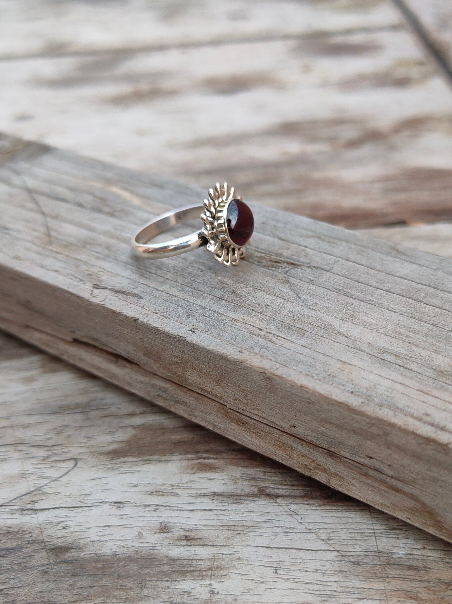 Boho Statement Ring - Garnet Sterling Silver Ring - Hand Crafted Bohemian Ring-Bohemian Ring - Garnet Rings -Gift for