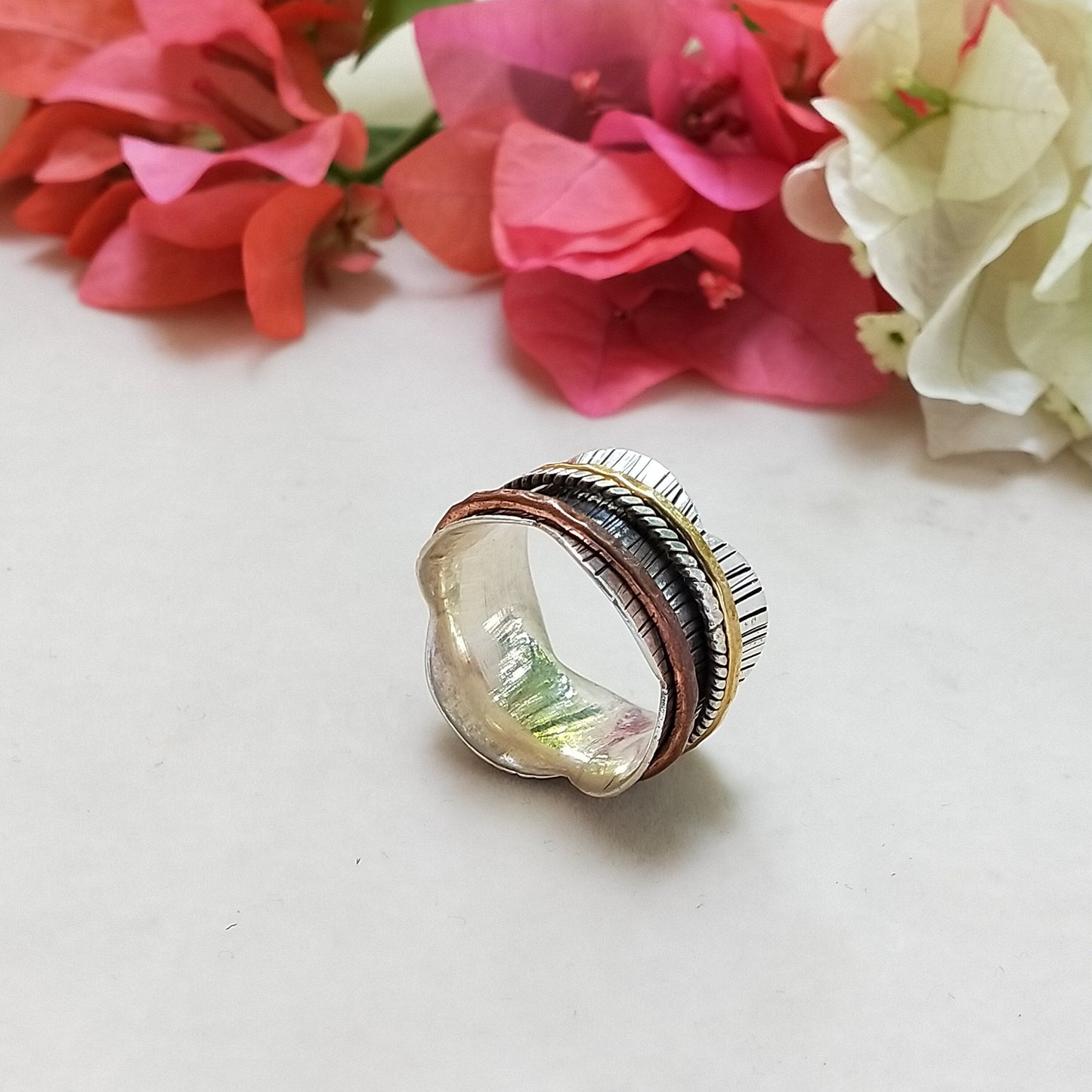 Spinner Band Ring, Sterling Silber Band Ring, Einzigartiger Band Silber Ring, Handgemachter Silber Ring, Bohemian Band, Band, Silber Ring, Freeship