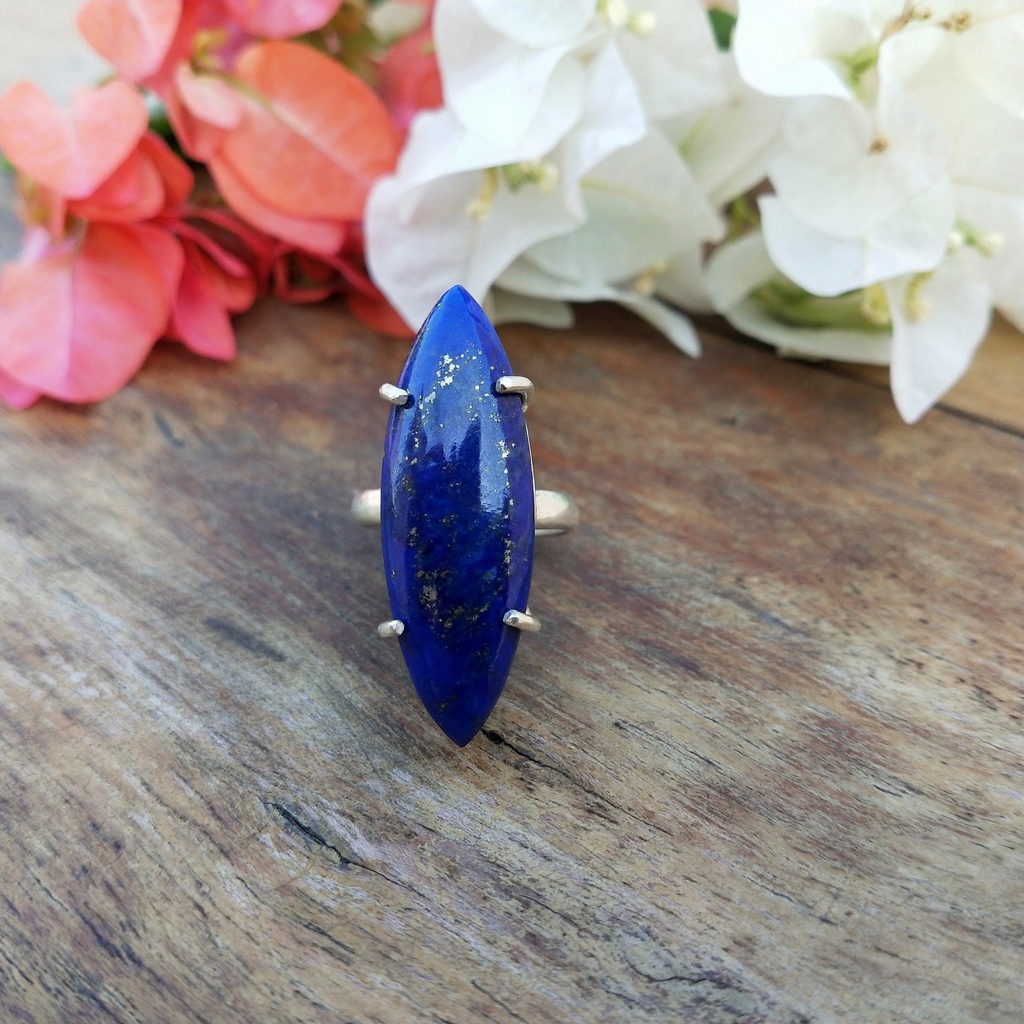 Boho Statement Ring - Lapis 925 Sterling Silver Ring - Hand Crafted Bohemian Ring-Bohemian Ring - Lapis Ring - Rings -Gift for her - gifts
