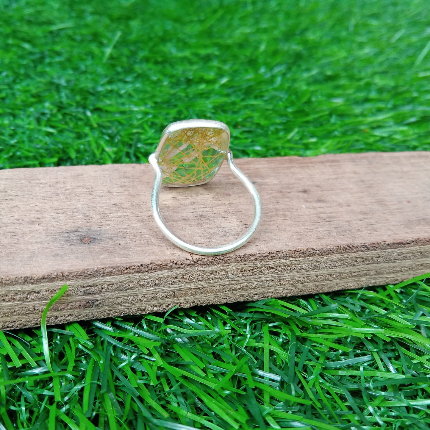 Golden rutile Bezel ring ,925 sterling silver ring , handmade bohemian ring , silver ring , rutile gemstone ring , rings ,silver rings Gifts