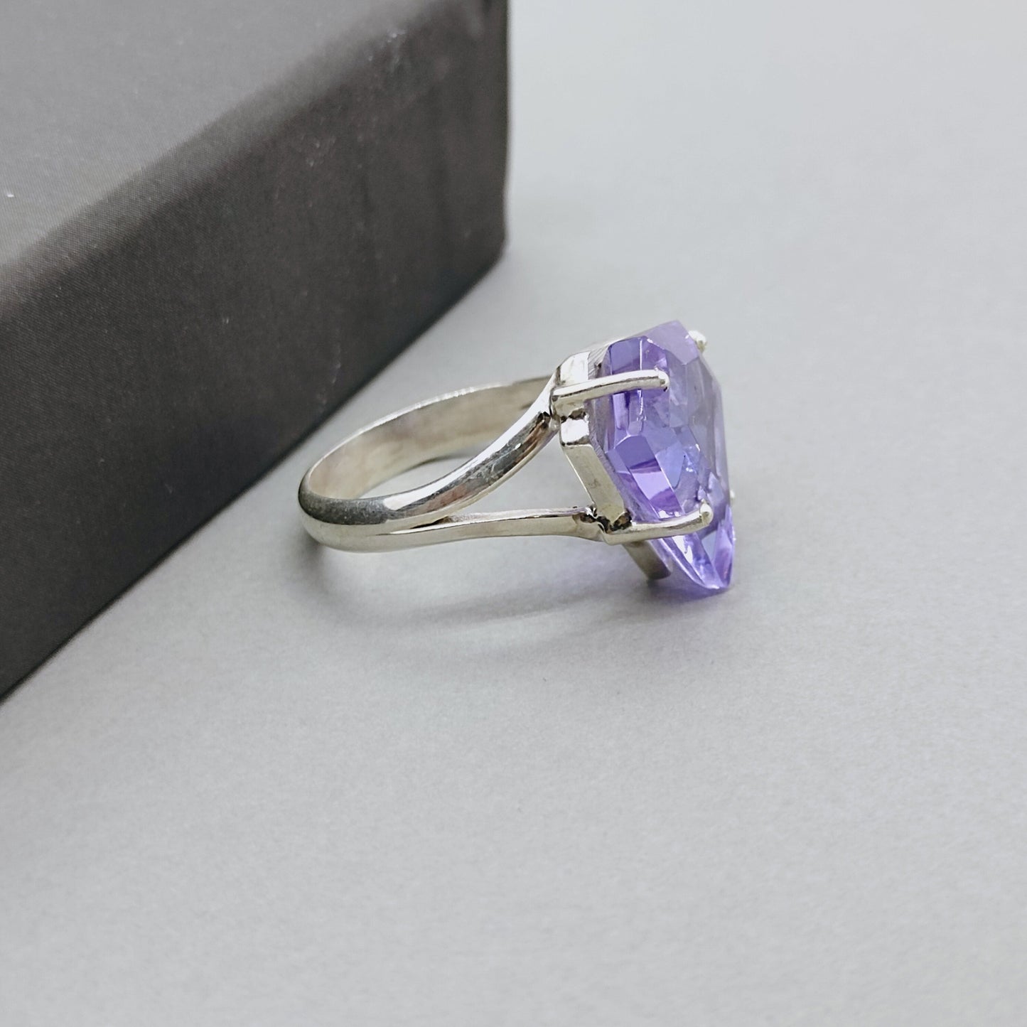Bague en pierre précieuse améthyste en verre - Bague en argent sterling améthyste - Bague bohème fabriquée à la main - Bague bohème - Améthyste - Bague de livraison gratuite