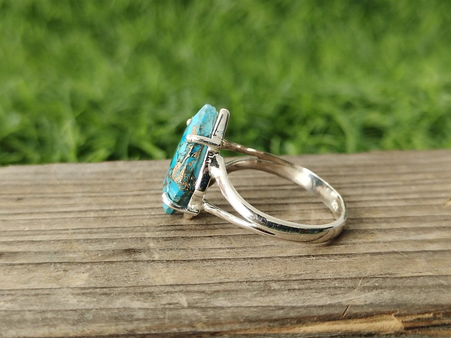 composite Turquoise Gemstone Boho Ring - 925 Sterling Silver Ring - Turquoise Ring - Bohemian Ring - Turquoise ring- Rings - Gift for