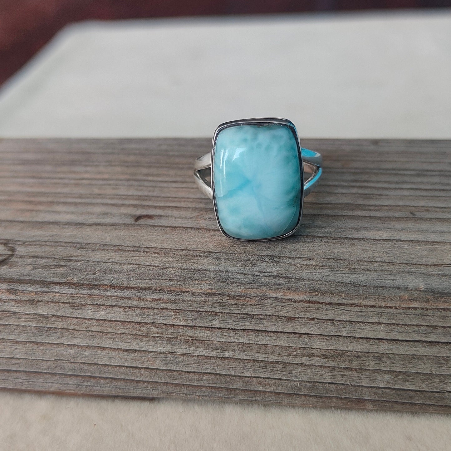 Natural Larimar top quality Stone ring - Cabochon ring - 925 sterling silver ring - larimar ring - wedding Rings - silver rings- gifts