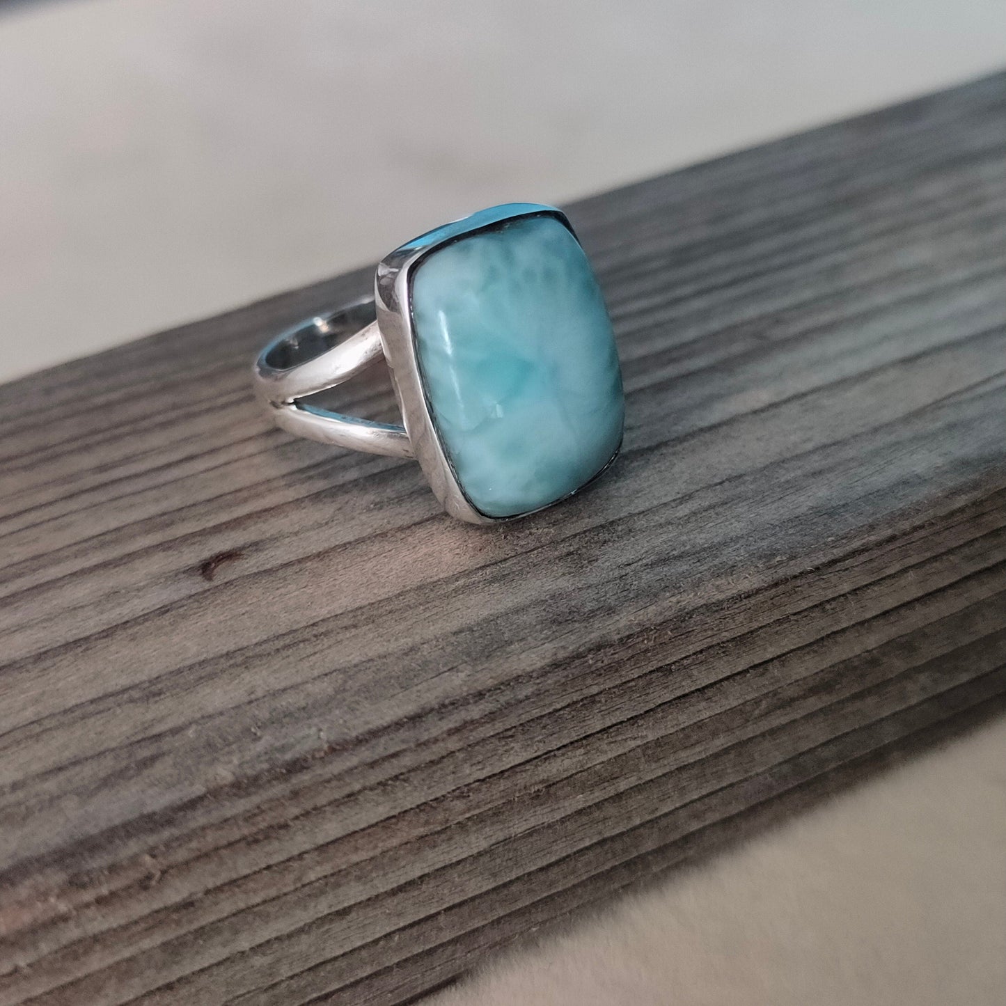 Natural Larimar top quality Stone ring - Cabochon ring - 925 sterling silver ring - larimar ring - wedding Rings - silver rings- gifts