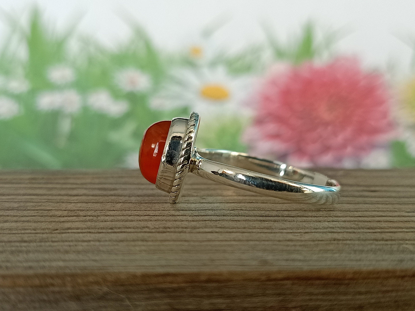 Boho Statement Ring| Orange Calcidony Sterling Silver Ring | Hand Crafted Bohemian Ring | Boho Ring | Orange Calcidony Ring | Rings for Gift