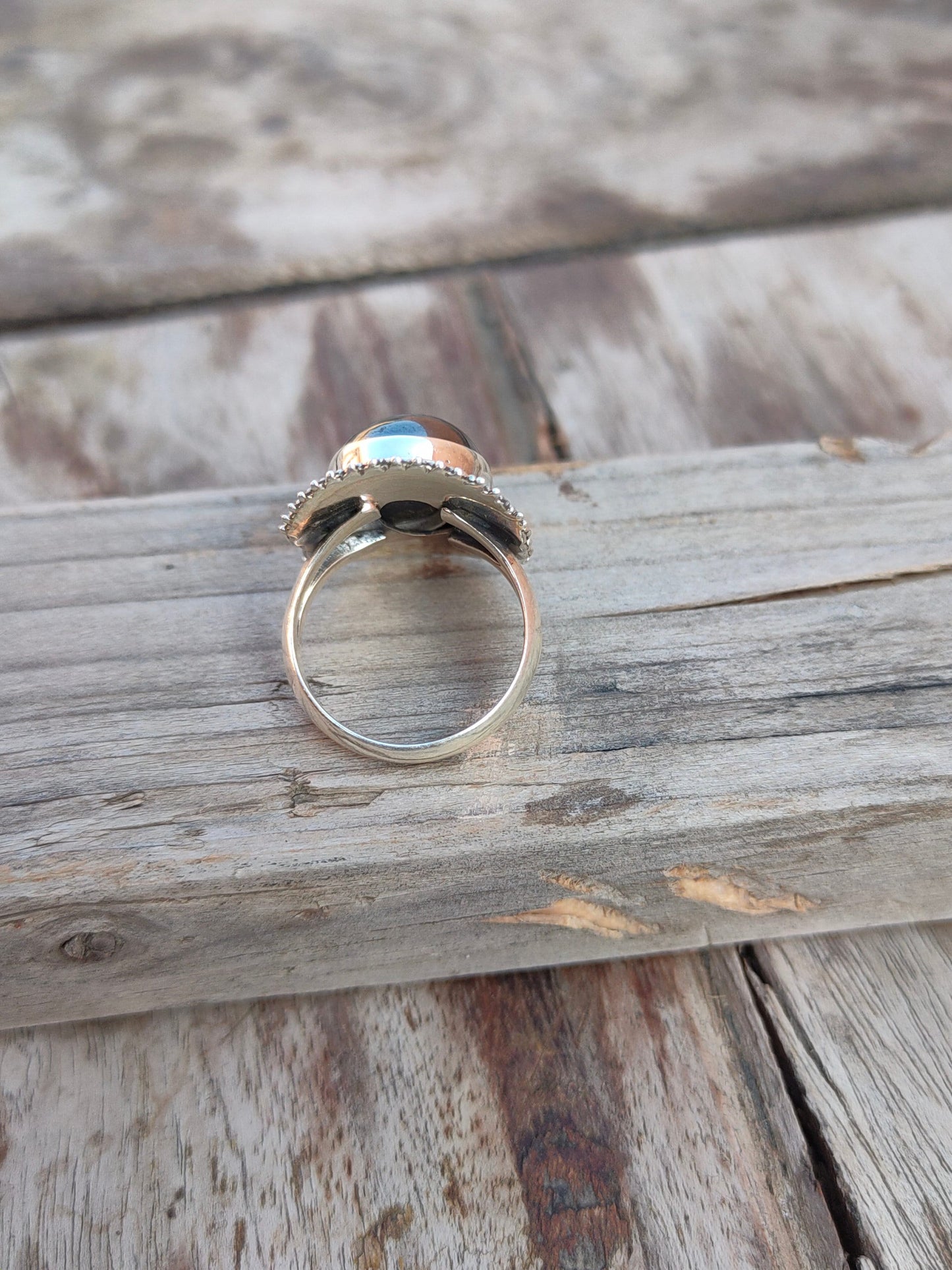 Boho Statement Ring - Hematite Sterling Silver Ring - Hand Crafted Bohemian Ring-Bohemian Ring - Hematite Rings -Gift for