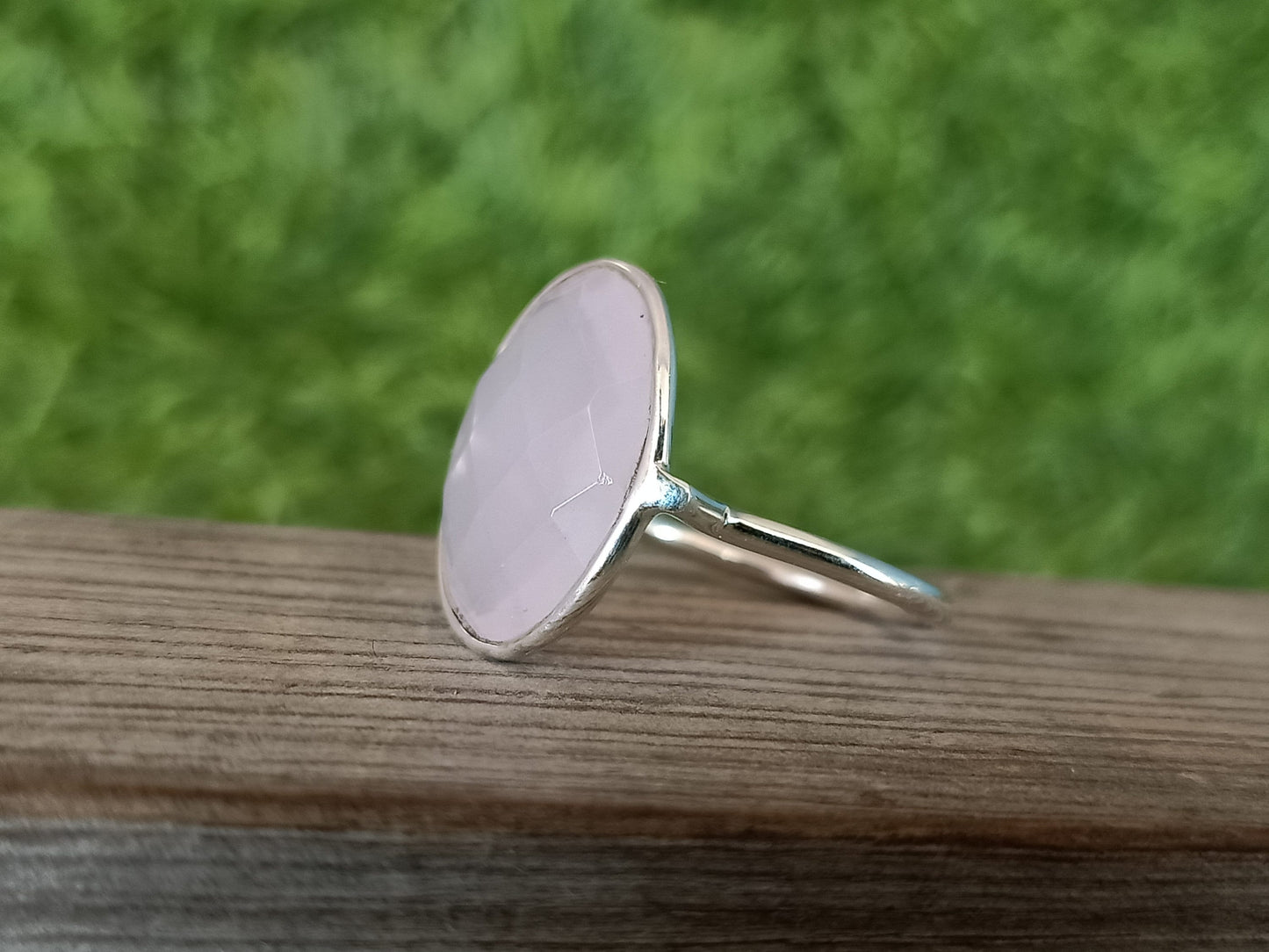 Boho Statement Ring - Pink Calcy Sterling Silver Ring - Hand Crafted Bohemian Ring-Bohemian Ring - Pink Calcy - Rings , Pink Calcy ring