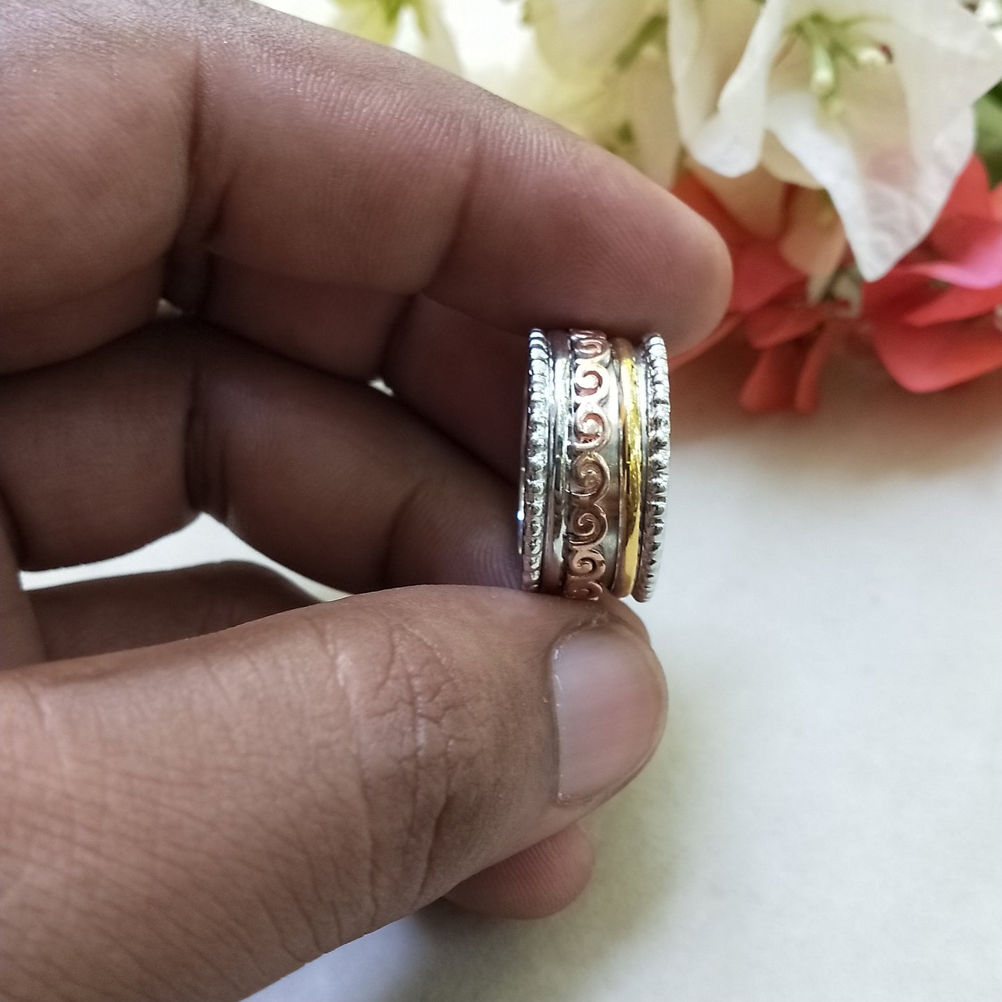 Spinner Band Ring, Sterling Silber Band Ring, Einzigartiger Band Silber Ring, Handgemachter Silber Ring, Bohemian Band, Band, Silber Ring, Freeship