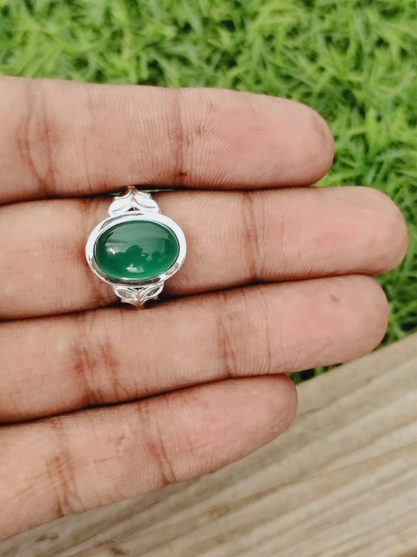 Green Onyx Sterling Silver Ring - Hand Crafted Bohemian Ring- Bohemian Ring - Green Onyx - Rings -Gift for her - Christmas gift - rings