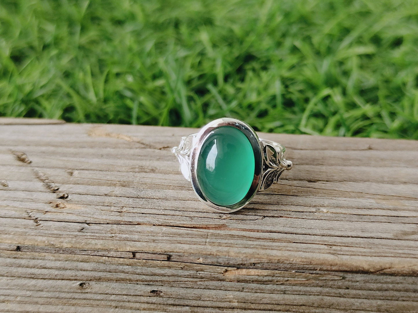 Green Onyx Sterling Silver Ring - Hand Crafted Bohemian Ring- Bohemian Ring - Green Onyx - Rings -Gift for her - Christmas gift - rings