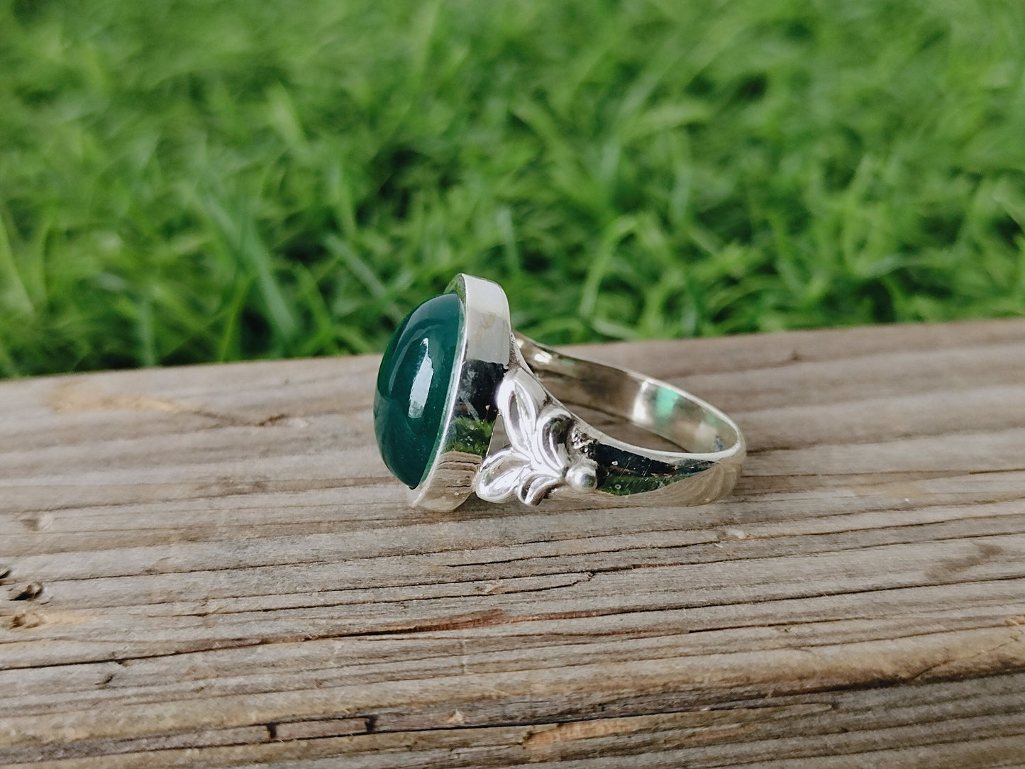 Green Onyx Sterling Silver Ring - Hand Crafted Bohemian Ring- Bohemian Ring - Green Onyx - Rings -Gift for her - Christmas gift - rings