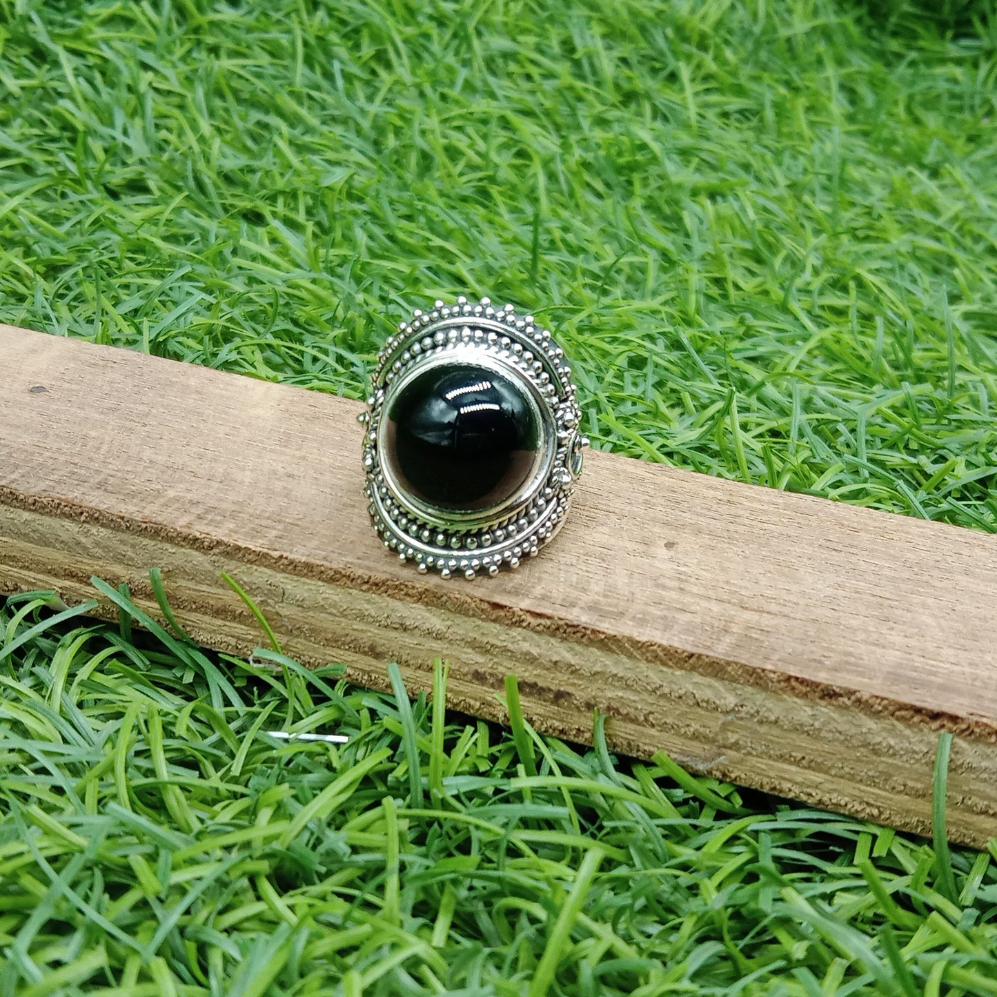 Boho Statement Ring -Black Onyx Stone Sterling Silver Ring - Hand Crafted Bohemian Ring - Bohemia Black Onyx stone Ring - Rings - Gift for