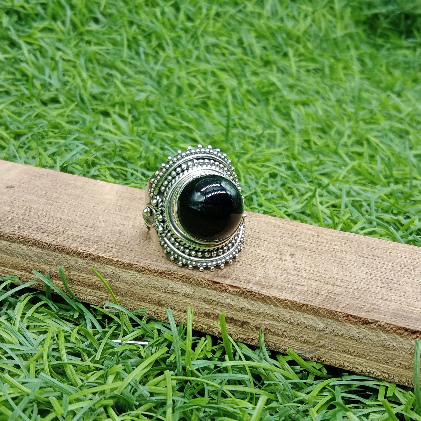 Boho Statement Ring -Black Onyx Stone Sterling Silver Ring - Hand Crafted Bohemian Ring - Bohemia Black Onyx stone Ring - Rings - Gift for